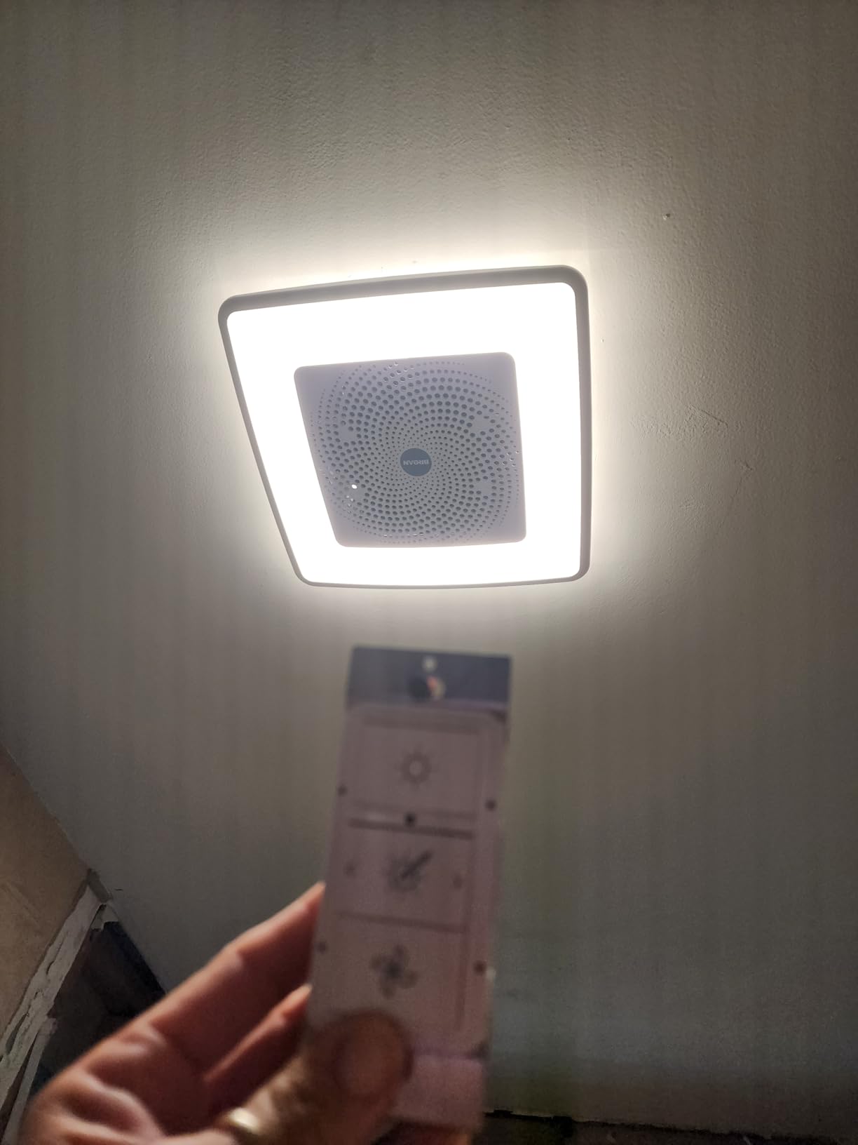 Broan-NuTone ChromaComfort Bathroom Exhaust Fan with Bluetooth Speaker, Powerful 110CFM/1.5 Sones, 24-color LED Light, SPK110RGBL, Wall Switch customer photo 1