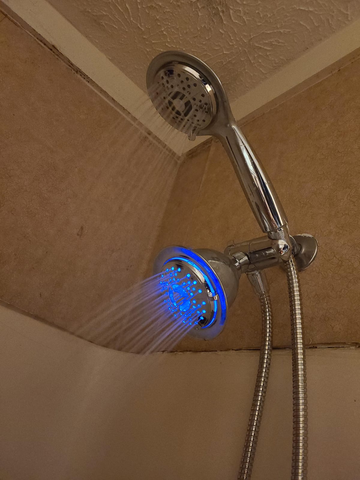 Dream Spa All Chrome 3-way LED Shower Head Combo with Air Jet LED Turbo Pressure-Boost Nozzle Technology. Color of LED lights changes automatically according to water temperature customer photo 1