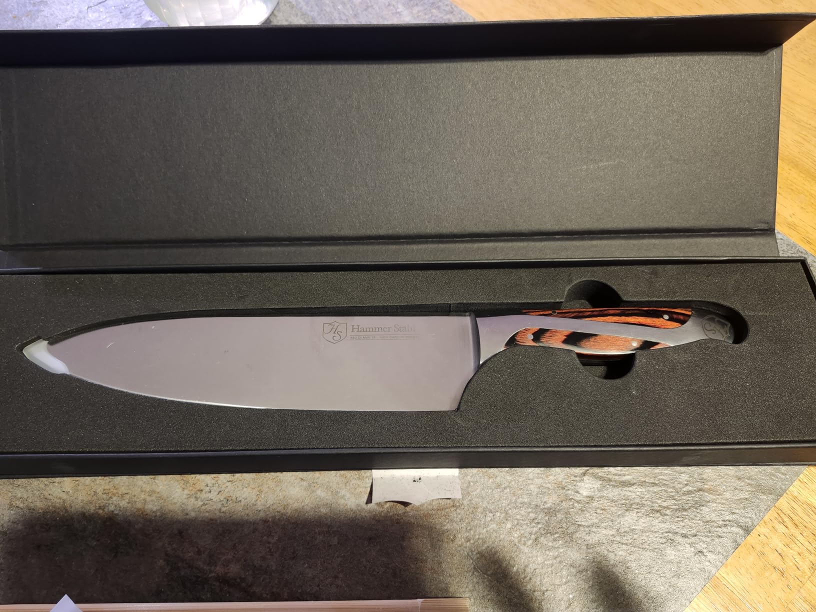 Hammer Stahl 8-Inch High Carbon Chef Knife | Versatile Cooking Knife for Chopping, Slicing & Precision Cutting | German Forged Sharp Kitchen Knife | Ergonomic Quad-Tang Pakkawood Handle & Gift Box customer photo 1