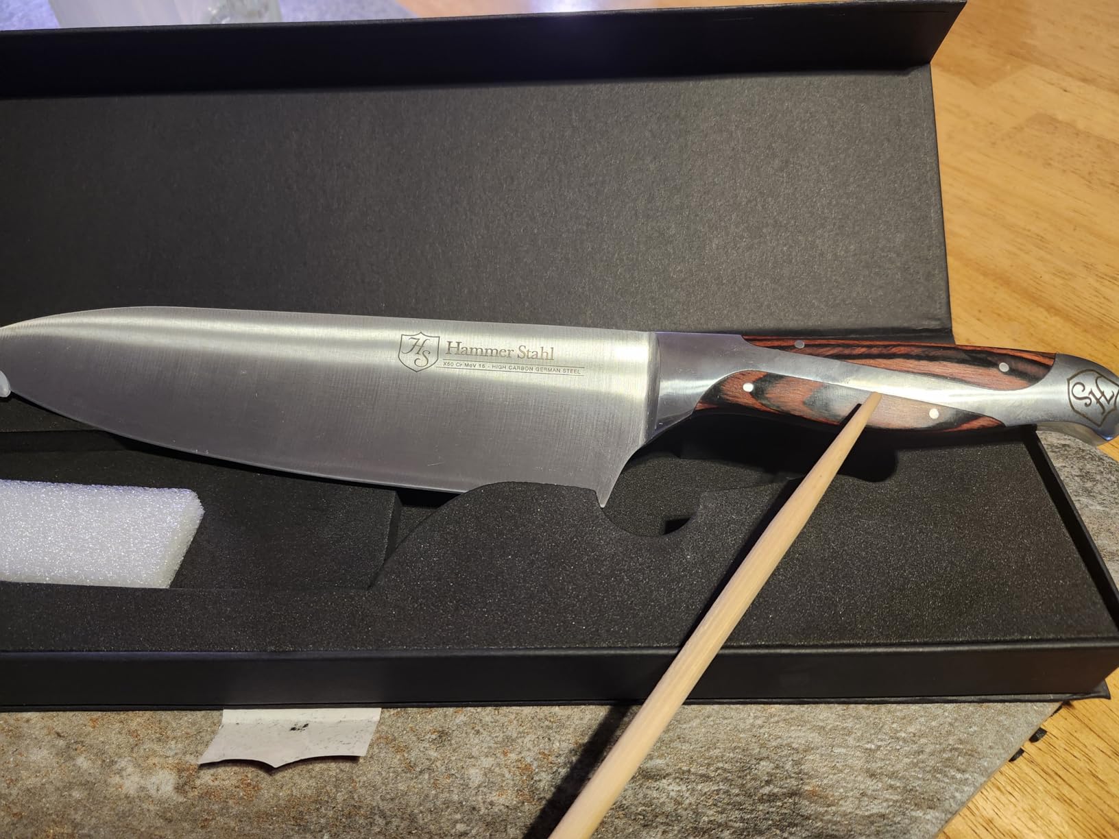Hammer Stahl 8-Inch High Carbon Chef Knife | Versatile Cooking Knife for Chopping, Slicing & Precision Cutting | German Forged Sharp Kitchen Knife | Ergonomic Quad-Tang Pakkawood Handle & Gift Box customer photo 2