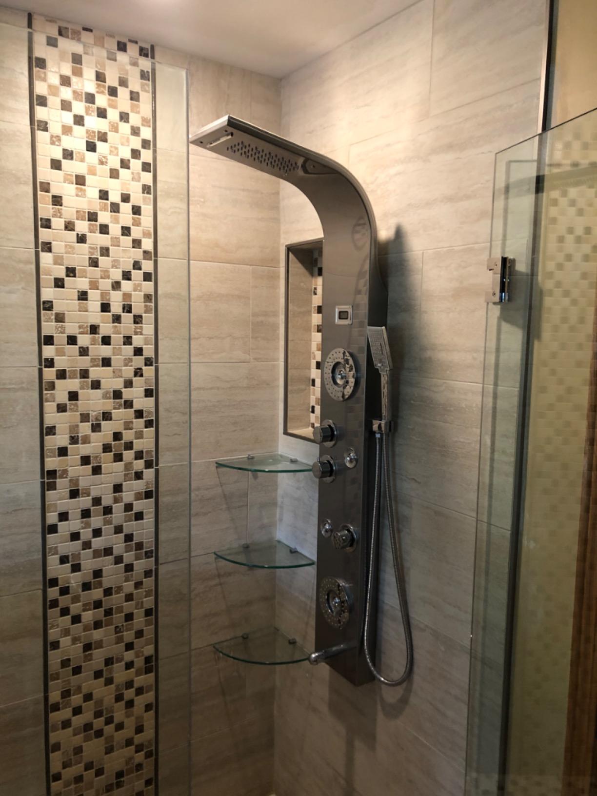 ELLO&ALLO Stainless Steel Shower Panel Tower System,LED Rainfall Waterfall Shower Head 6-Function Faucet Rain Massage System with Body Jets, Brushed Nickel customer photo 1