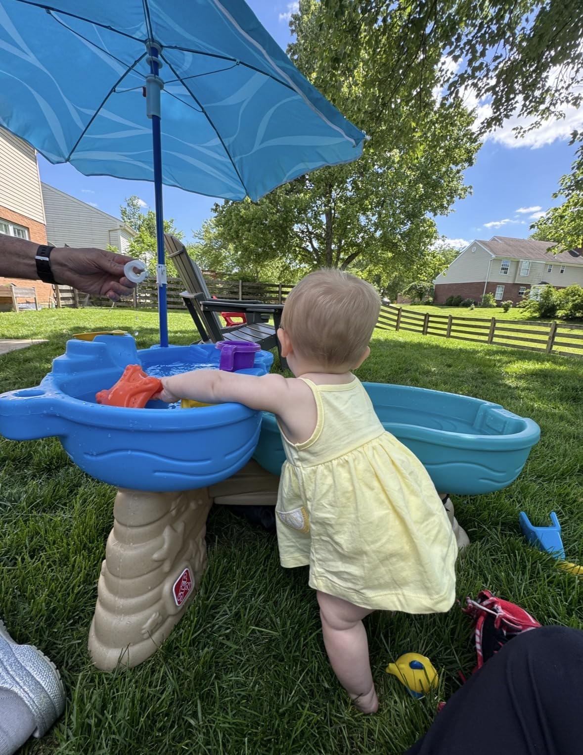 Step 2 Spill & Splash Seaway Water Table for Kids, Two-Tier Outdoor Kids Water Sensory Table with Umbrella, Ages 1.5+ Years Old, 11 Piece Water Toy Accessories customer photo 1