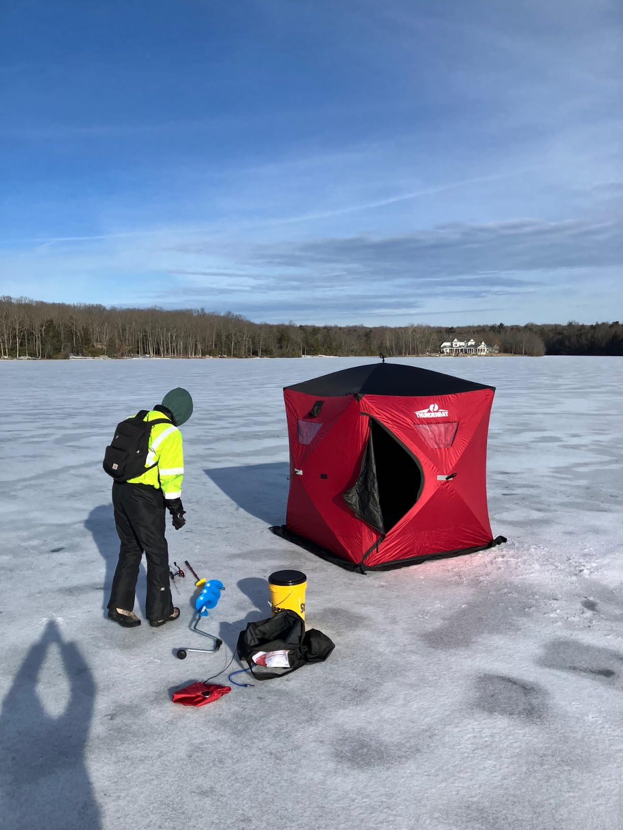THUNDERBAY Ice Cube 2-4 Man Portable Ice Shelter, 24/34 Square Feet of Fishable Area, Portable 2-3 Person Ice Shanty customer photo 2
