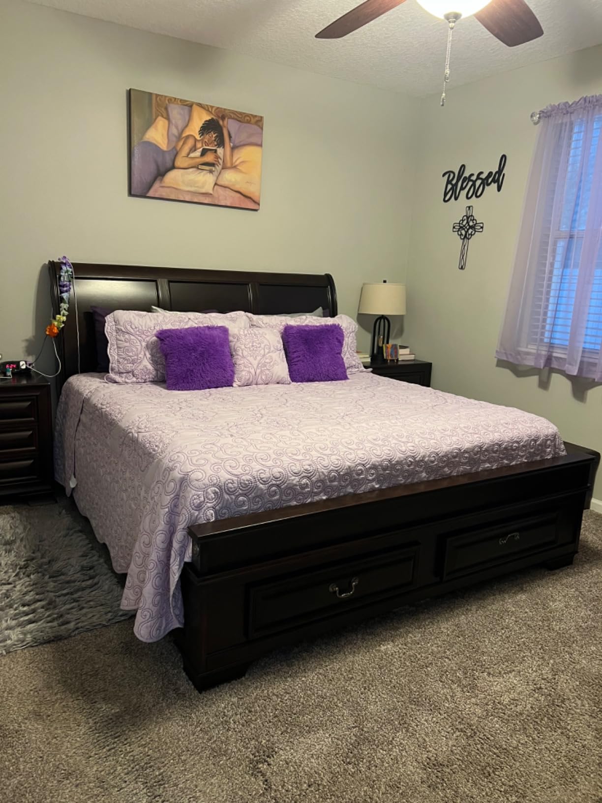 Home Soft Things Damask 4 Piece Bedspread Set, Scalloped Edge Reversible Coverlet Comforter Prewashed Bedding Set, Matelasse Embossed Floral Solid Pattern,Lavender Fog Oversize Queen(110