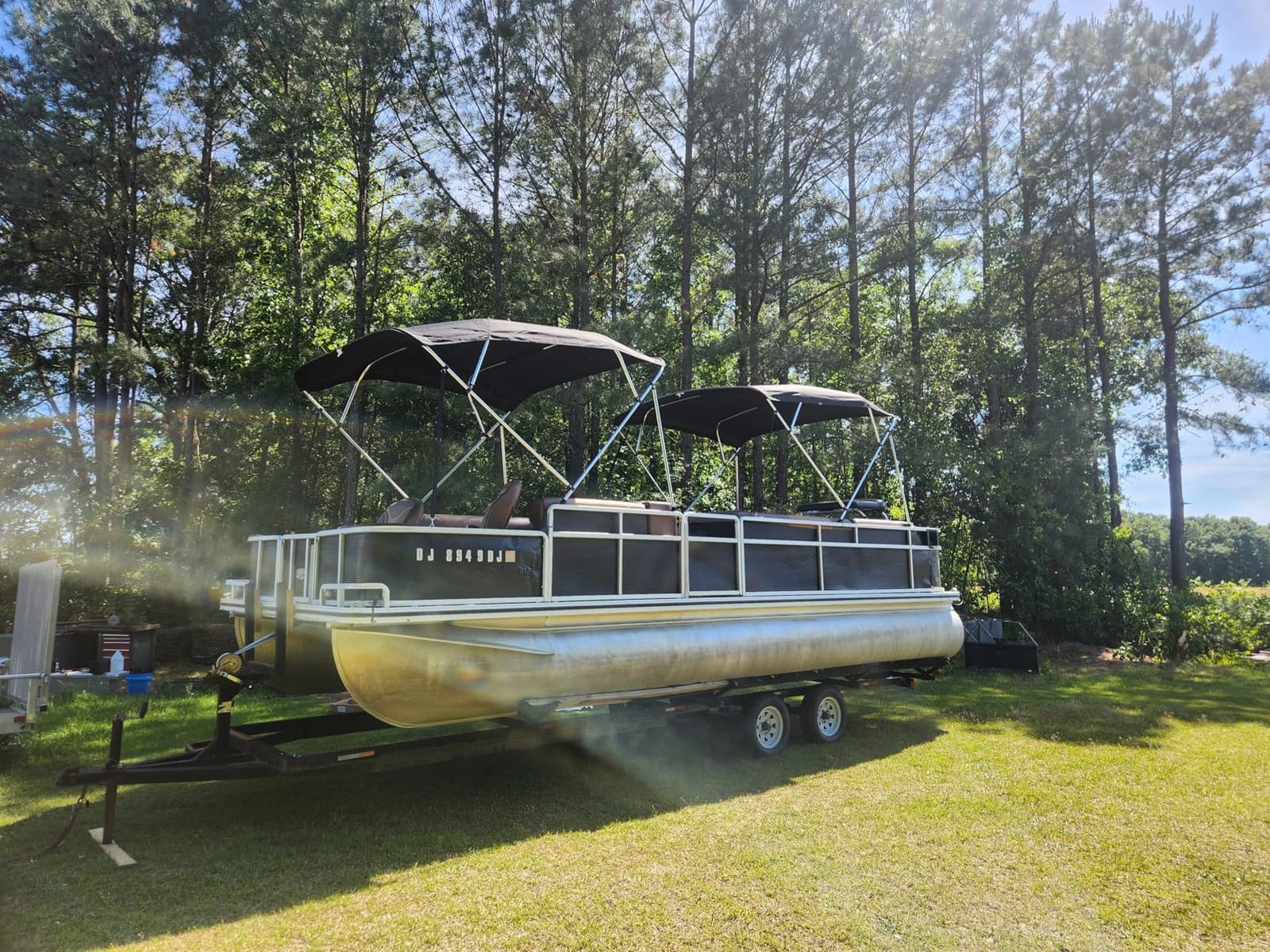 MSC 3 Bow 4 Bow Bimini Top Boat Cover,Waterproof Solution Dyed Polyester Made,2 Support Poles& 4 Adjustable Straps Included customer photo 2