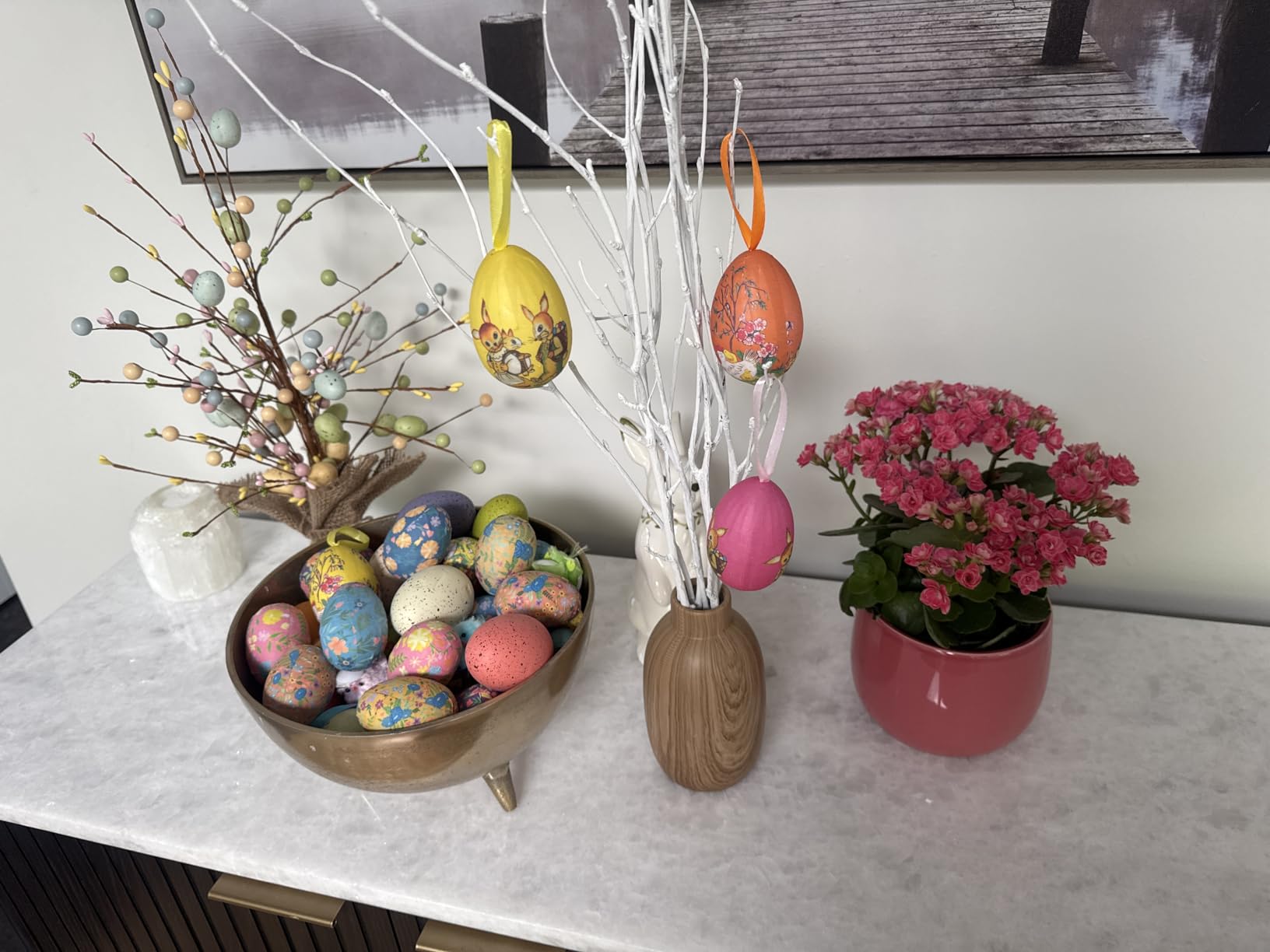 12pcs Vintage Style Paper Mache Foam Egg Hanging Ornaments Easter Decoration customer photo 2