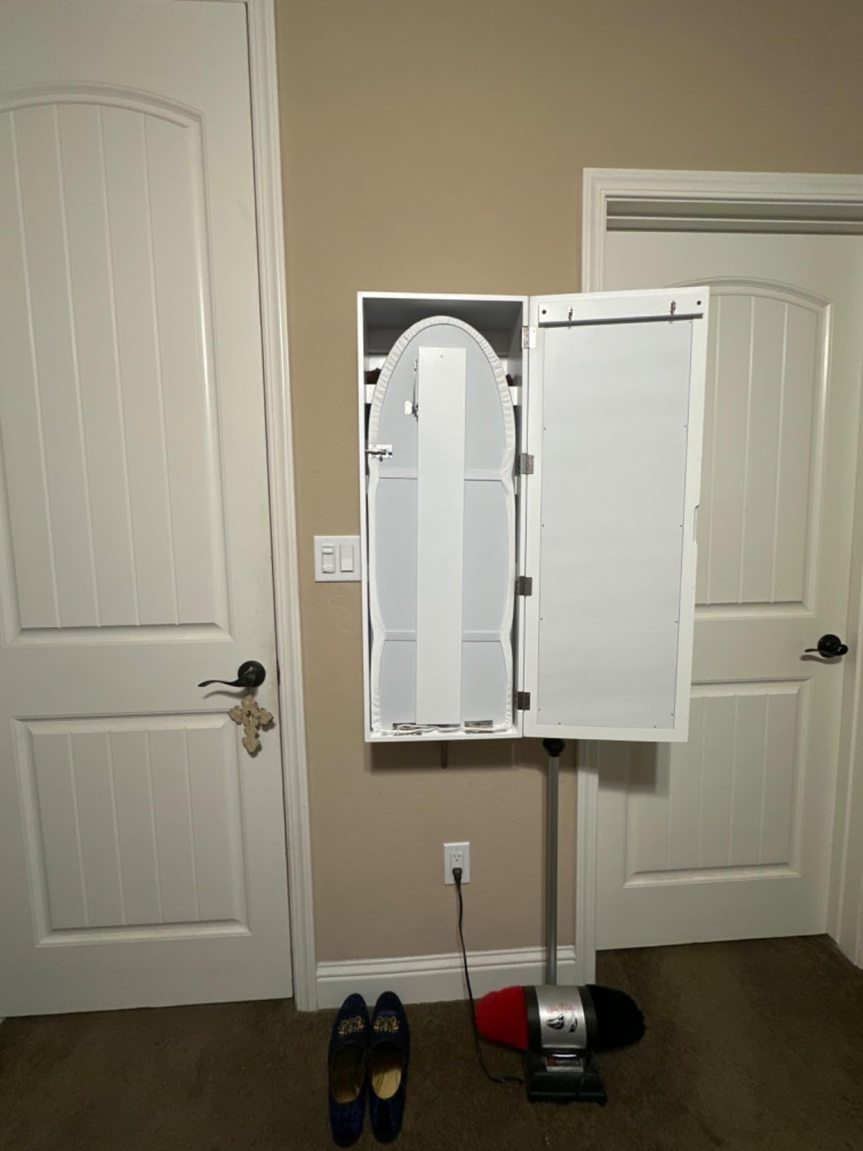 Wall Mounted Ironing Board with Storage Cabinet,Built in Ironing Board & Folding Support Leg, Wall-Mounted Mirrors for Home, Apartment & Small Spaces customer photo 1