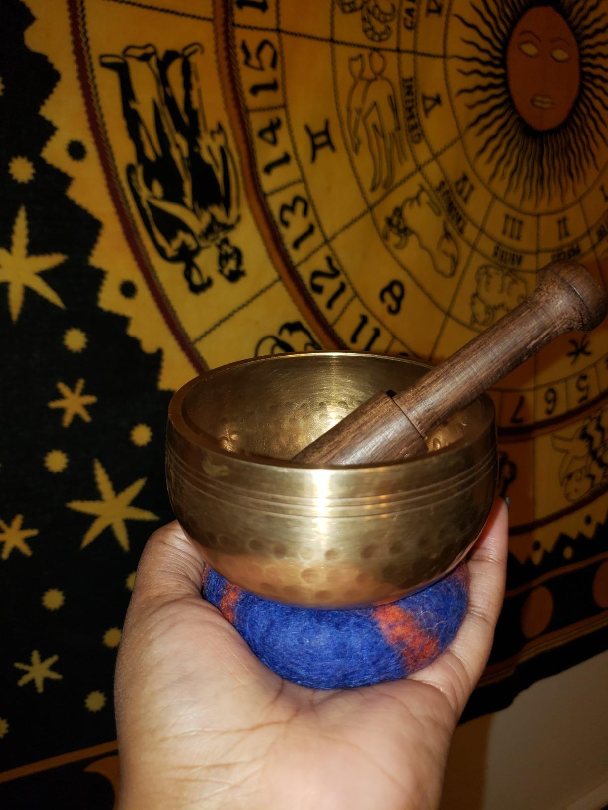 Handcrafted Tibetan Singing Bowl Set – 3.5” Sound Bowl for Meditation, Sound Healing & Yoga – Healing Instrument with Wooden Striker & Cushion – Authentic Hand-Hammered in Nepal customer photo 2