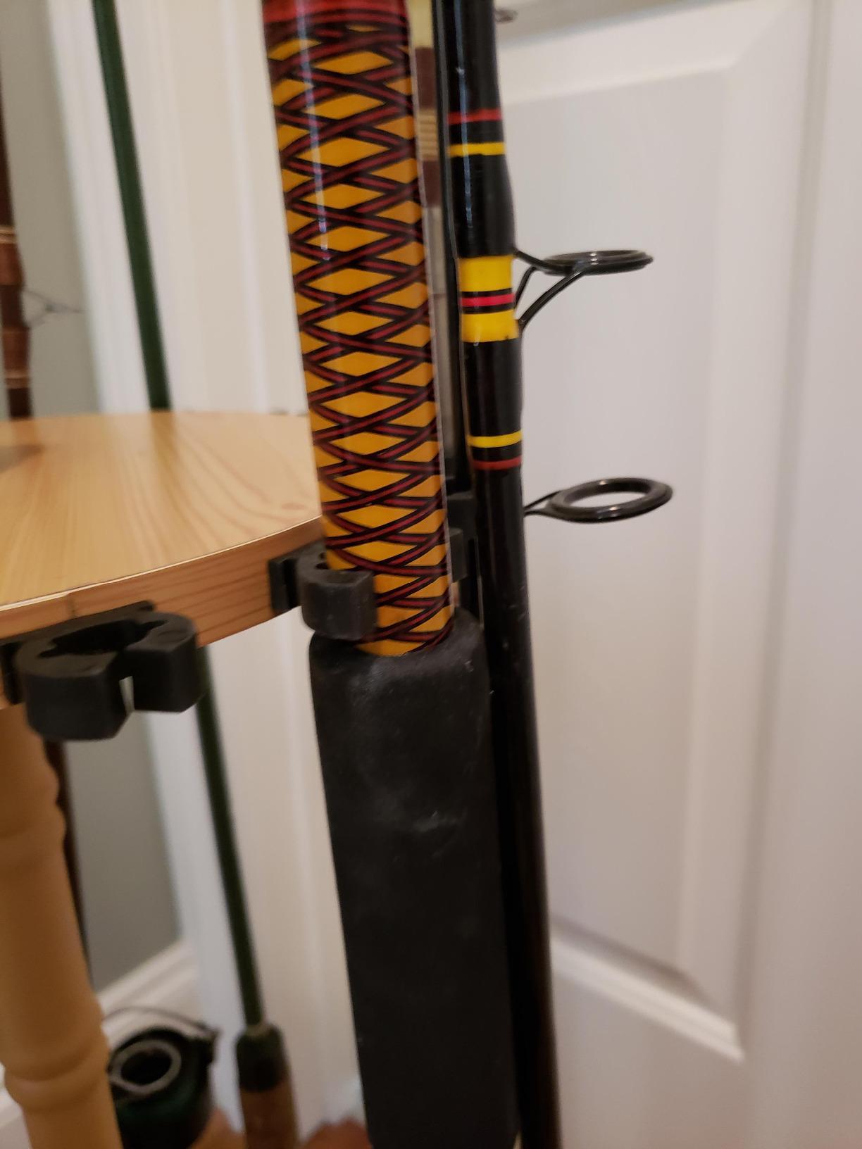 Rush Creek Creations 16-Rod Round Fishing Rod Holder for Garage, Tackle Box | 360° Access Fishing Pole Holder for Rods, Reels, Gear, Accessories, And Tackle Box, Securely Holds 16 Rods, Light Wood Grain customer photo 2
