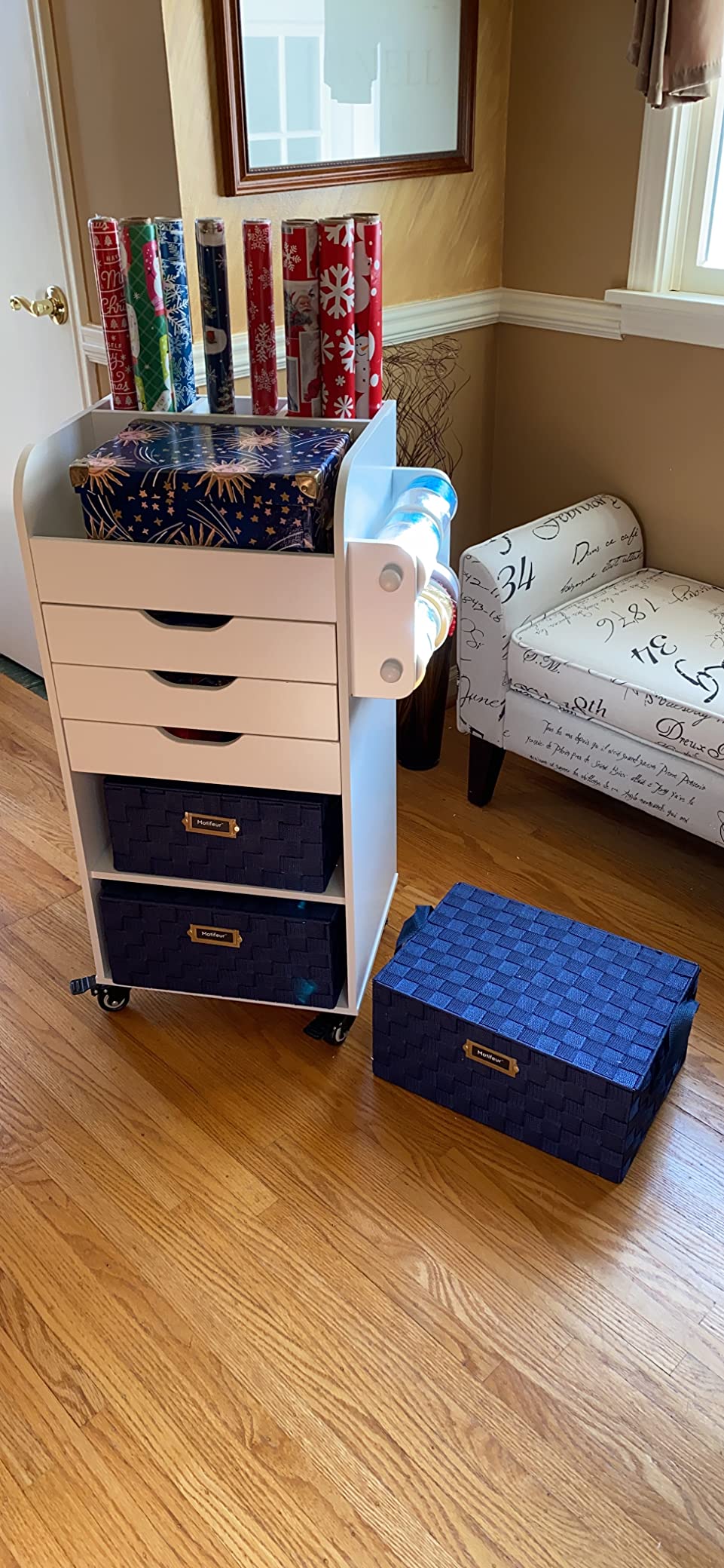 Honey-Can-Do Deluxe Rolling Craft Storage Cart with Locking Wheels | Organizer for 30-inch Wrapping Paper, Ribbon Spools, Tools & Supplies | 3 Drawers & Open Shelves customer photo 2