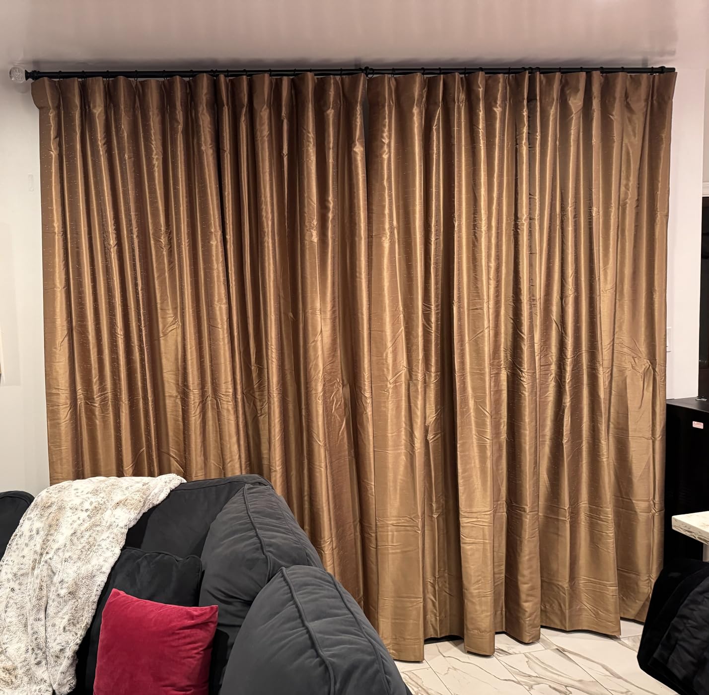HPD Half Price Drapes Faux Silk Blackout Curtains 84 Inches Long for Bedroom & Living Room Vintage Textured Blackout Curtain (1 Panel), 50W x 84L, Storm Grey customer photo 2
