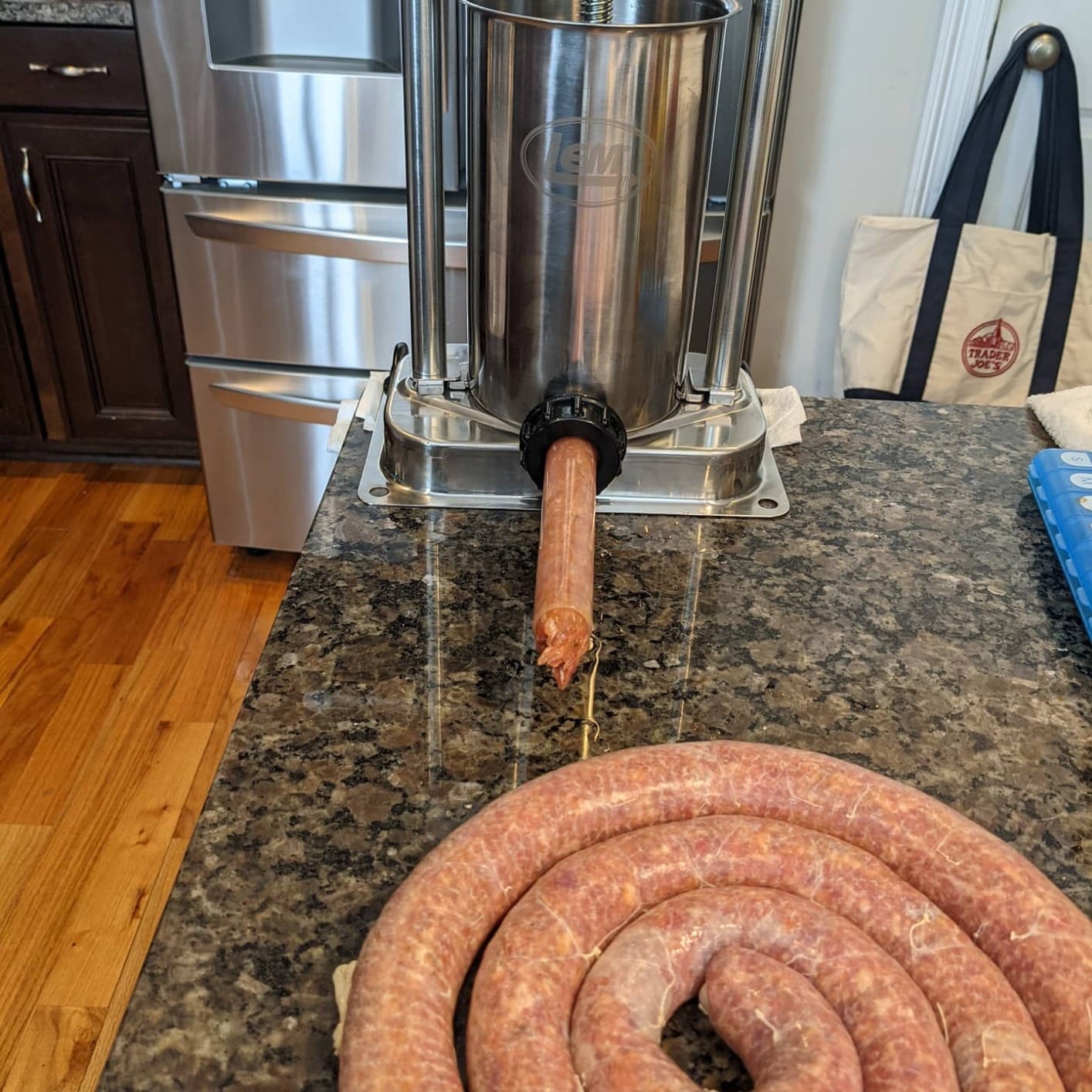LEM Products MightyBite 5 lb Sausage Stuffer, Professional Design, Stainless Steel, Includes Clamps & Stuffing Tubes, Removable Cylinder, Air-Release Piston, Meat Stuffer Machine for Home Use customer photo 1