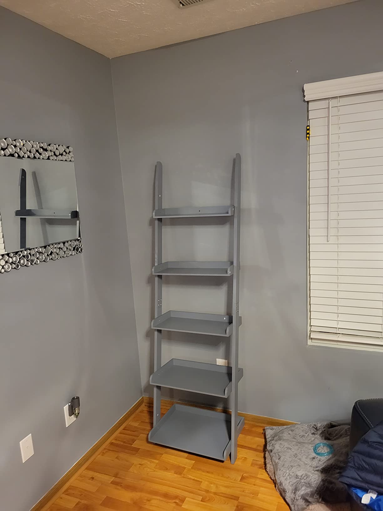 eHemco Modern 5 Tier Leaning Wall Ladder Bookshelf, Black, 70 Inches customer photo 2