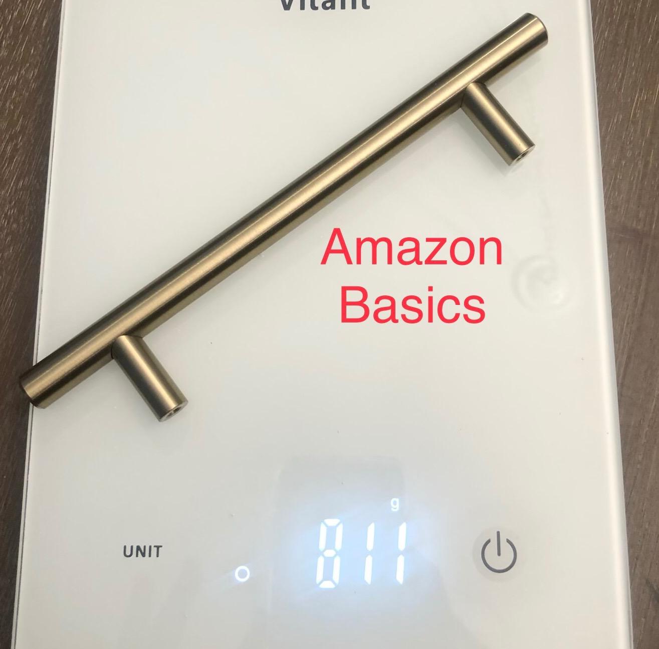 Amazon Basics Euro Bar Cabinet Handles, Drawer Pulls, Kitchen Cabinet Hardware, 5.38-inch Length, 3-inch Hole Center, 1/2-inch Diameter, Satin Nickel, 25-Pack customer photo 1