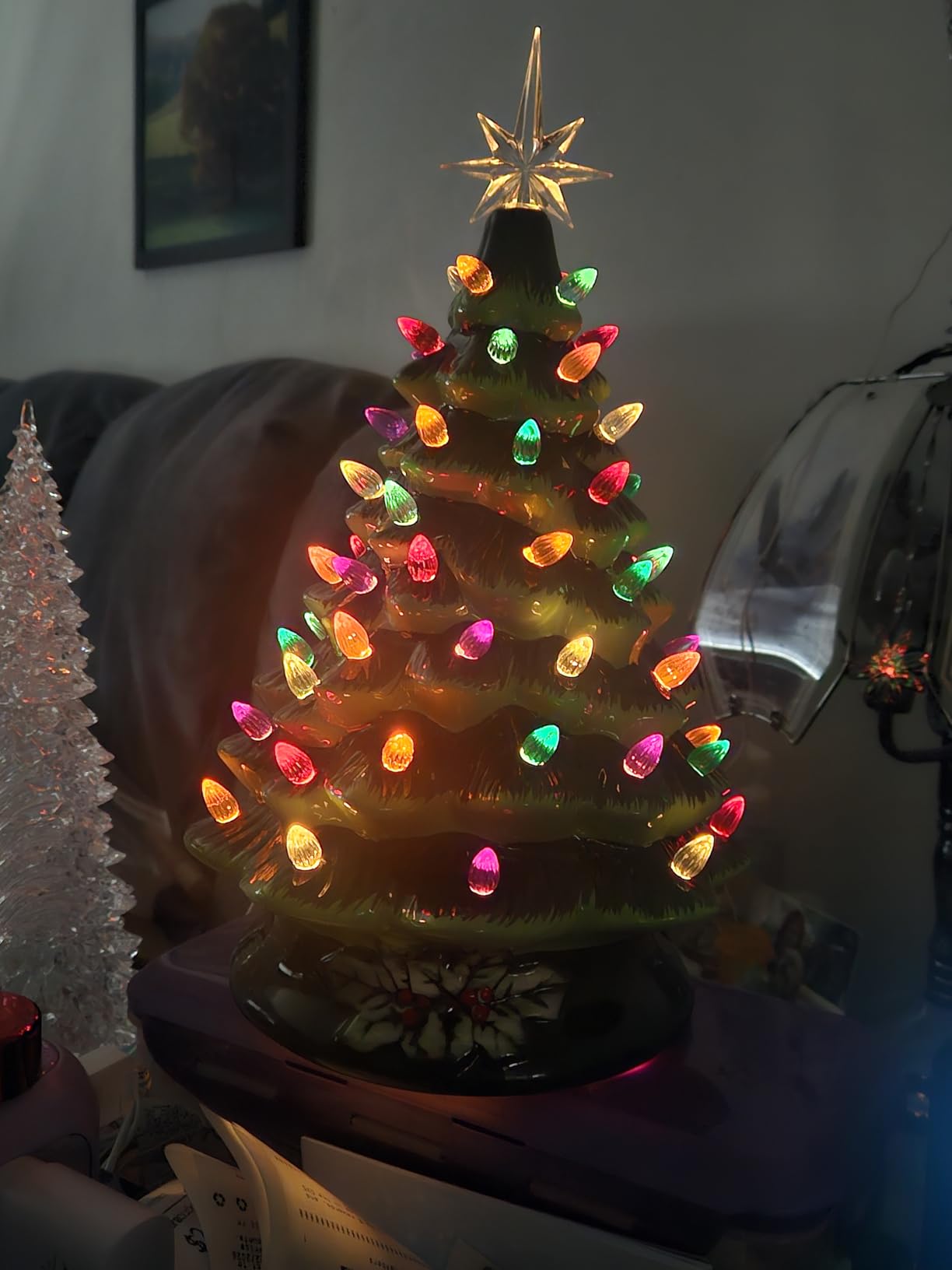 Best Choice Products 15in Ceramic Christmas Tree, Pre-lit Hand-Painted Tabletop Holiday Tree, Star Topper, 64 Lights - Green w/Multicolored Bulbs customer photo 1