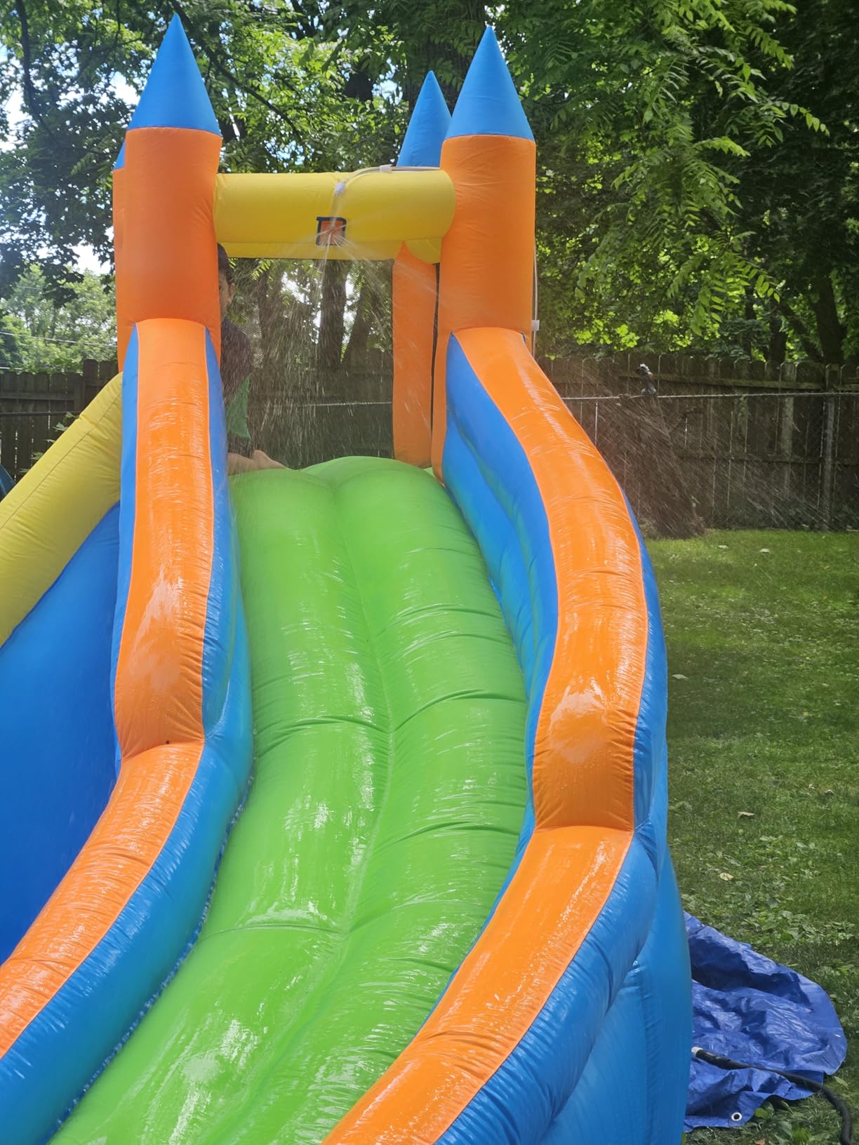 Costzon Inflatable Water Slide, Giant Bouncy Water Park Jump Castle Waterslide for Kids Backyard Outdoor Fun with Climbing Wall, Splash Pool, Blow up Water Slides Inflatables for Kids Party Gifts customer photo 1