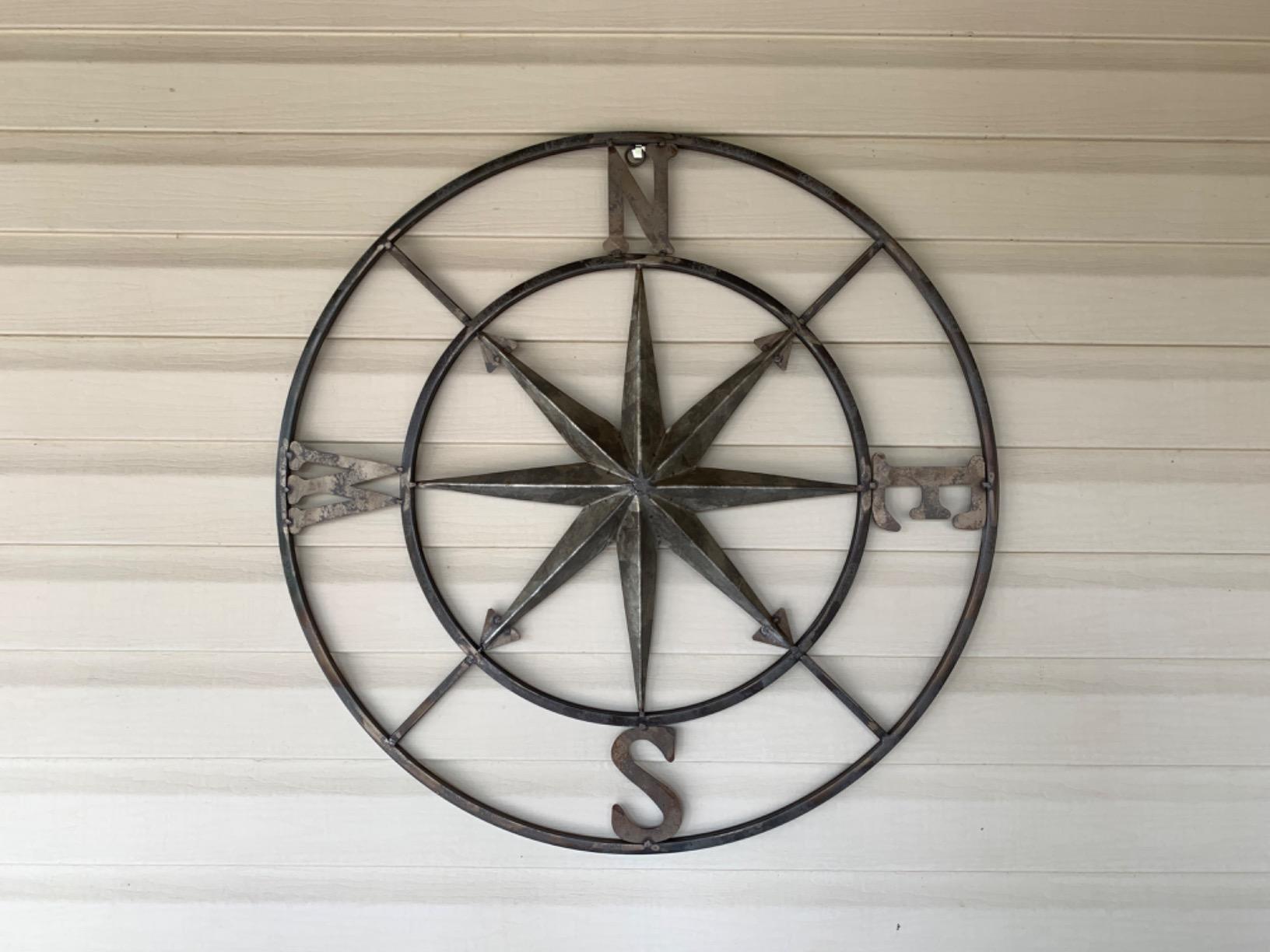 Creative Co-Op Round Metal Compass Wall Décor, Distressed Silver Finish customer photo 2