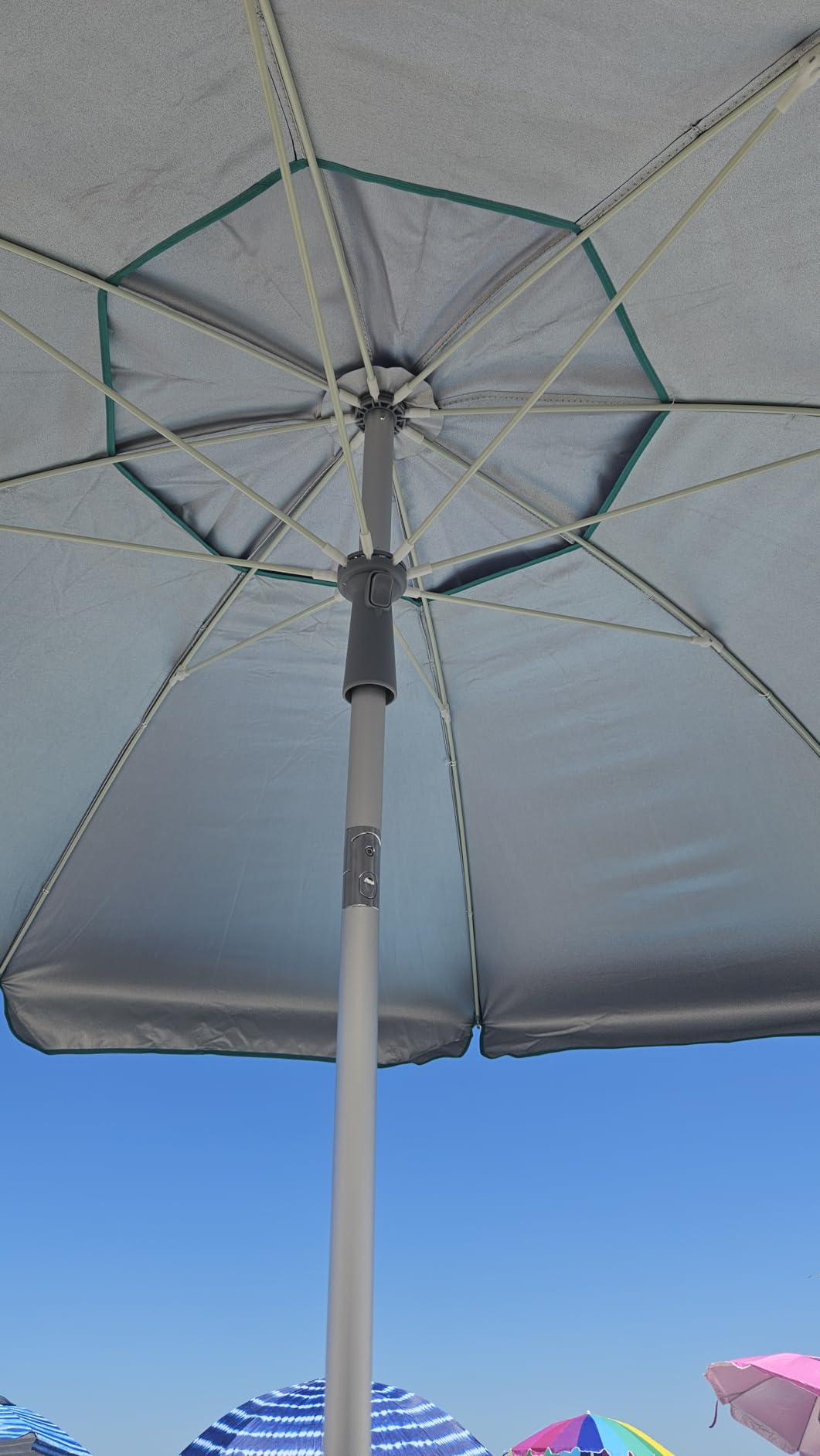 AMMSUN 7ft Heavy Duty High Wind Beach Umbrella Parasols with Sand Anchor Vent Tilt UPF 50+ Sun Protection Portable Outdoor Sunshade Umbrellas Carry Bag for Patio Garden Pool Backyard Blue customer photo 1