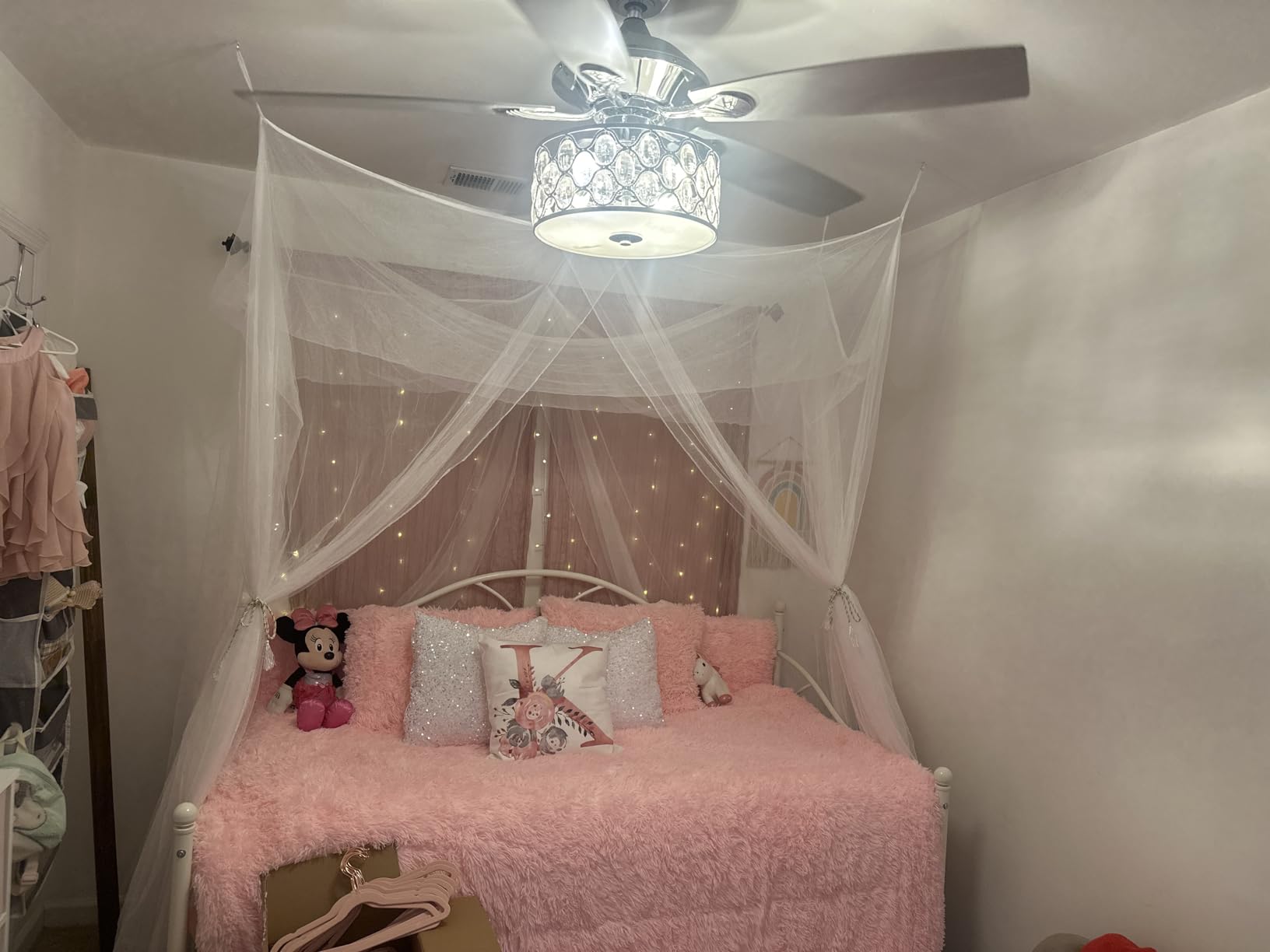Comtelek Bed Canopy, Canopy Bed Curtains Bed Drapes for Full Queen King Size Bed Mosquito Net Bed Canopy Curtains for Patio Indoor Outdoor Room Decor Screen Netting Canopy Curtains White customer photo 2
