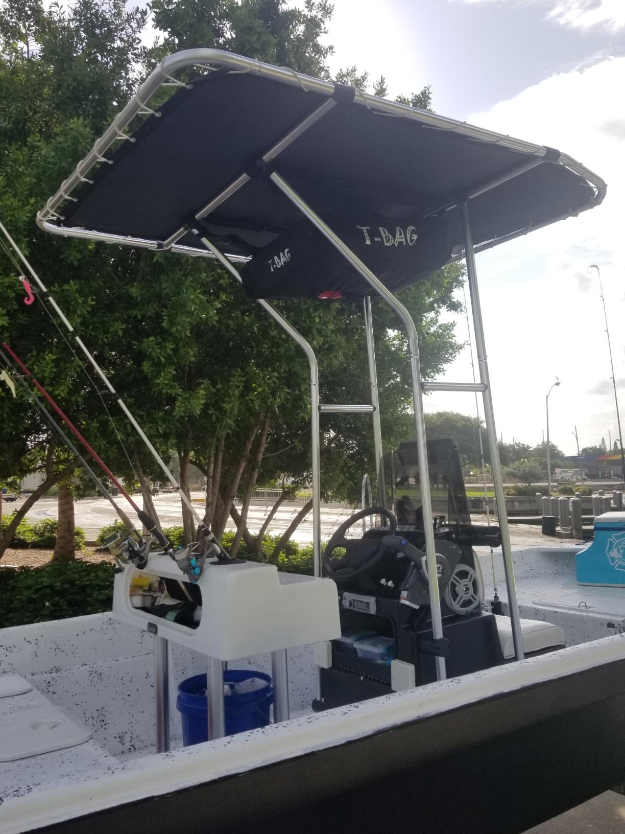 Oceansouth Classic T-Top for Center Console Boats | Marine Grade Aluminum T-Top with Atlas Canopy for Fishing & Recreational Boats (67
