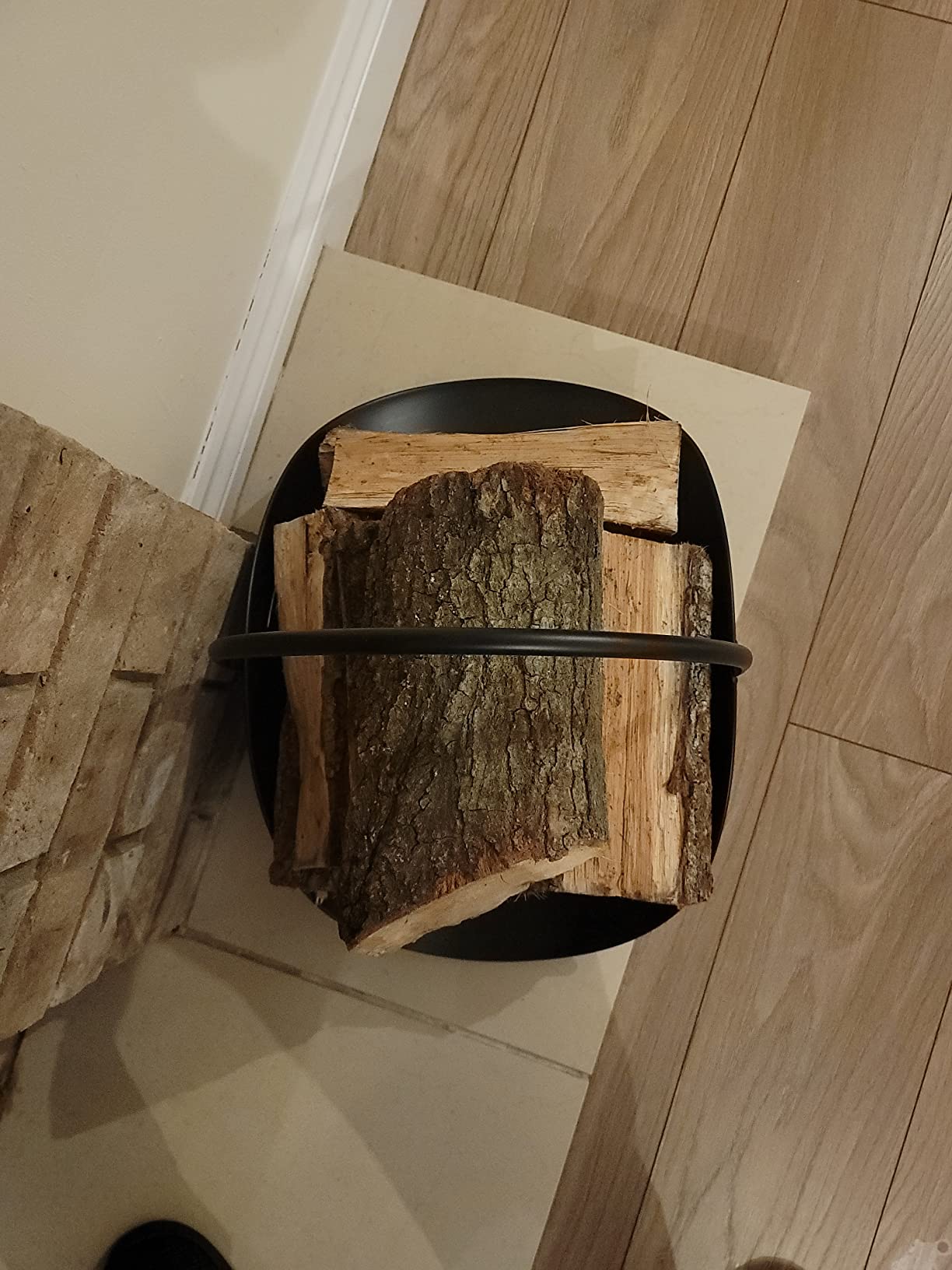 Rocky Mountain Goods Firewood Basket Holder Indoor - Decorative Finish Metal Log Holder - Fireplace Wood Rack is Ideal Size for Indoor use - Assembly Wrench Included - for Modern or Classic Home customer photo 2