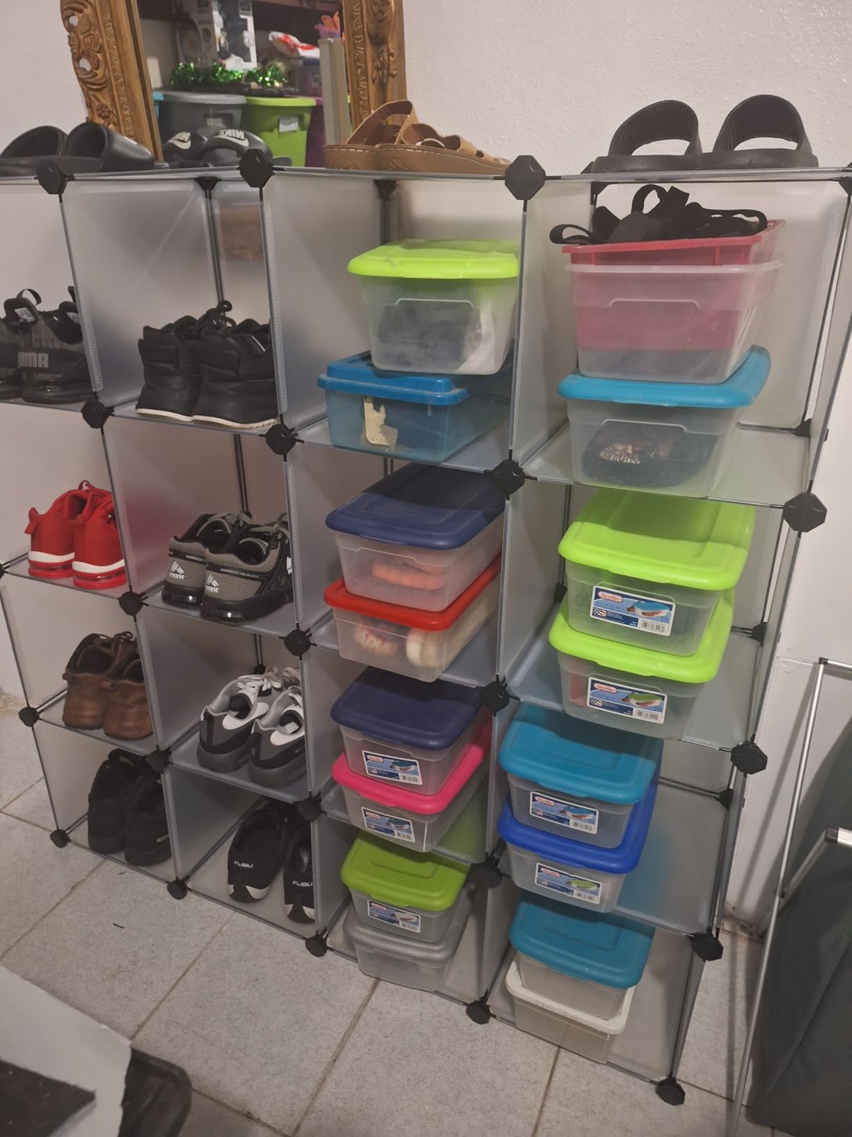SONGMICS 16 Cube Storage Organizer,Plastic stackable cube shelf customer photo 1