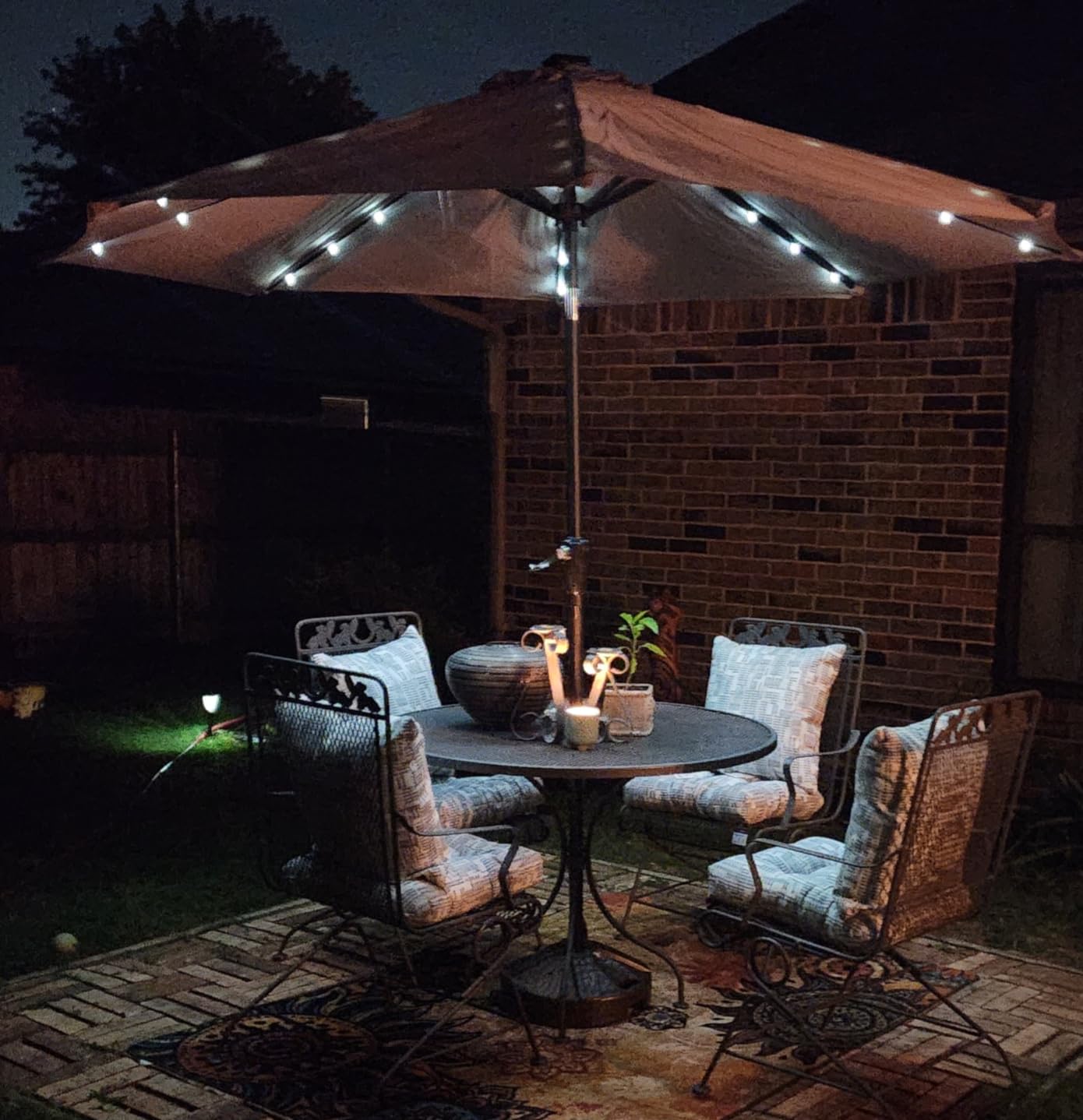 MASTERCANOPY 9ft Patio Umbrella with Solar Lights, Turquoise customer photo 1