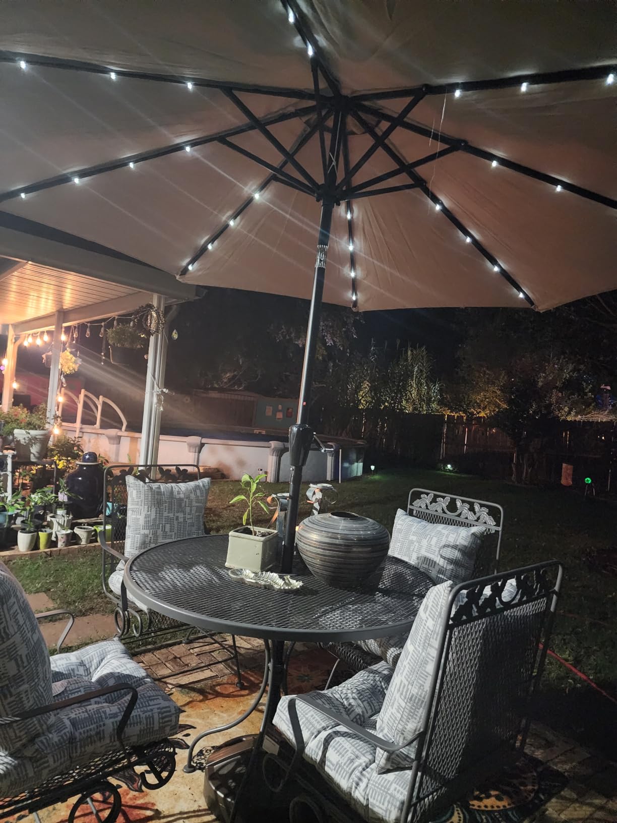 MASTERCANOPY 9ft Patio Umbrella with Solar Lights, Turquoise customer photo 2