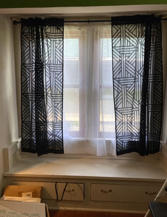 MYSTIC-HOME Sheer Curtains White 63 Inch Length, Rod Pocket Voile Drapes for Living Room, Bedroom, Window Treatments Semi Crinkle Curtain Panels for Yard, Patio, Villa, Parlor, Set of 2, 52