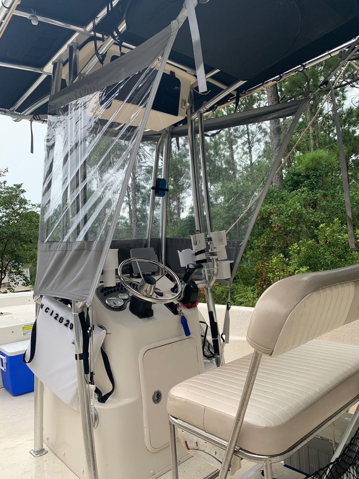 Oceansouth Universal T-Top Enclosure Spray Shield | Clear Wrap Around Weather Protection for Center Console Boats | Consoles Over 27” Wide customer photo 2