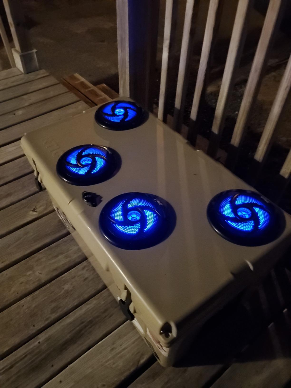 Pyle Marine Waterproof Speakers 6.5” - Low Profile Slim Style Wakeboard Tower and Weather Resistant Outdoor Audio Stereo Sound System with LED Lights and 240 Watt Power - 1 Pair in Black - PLMRS63BL customer photo 1