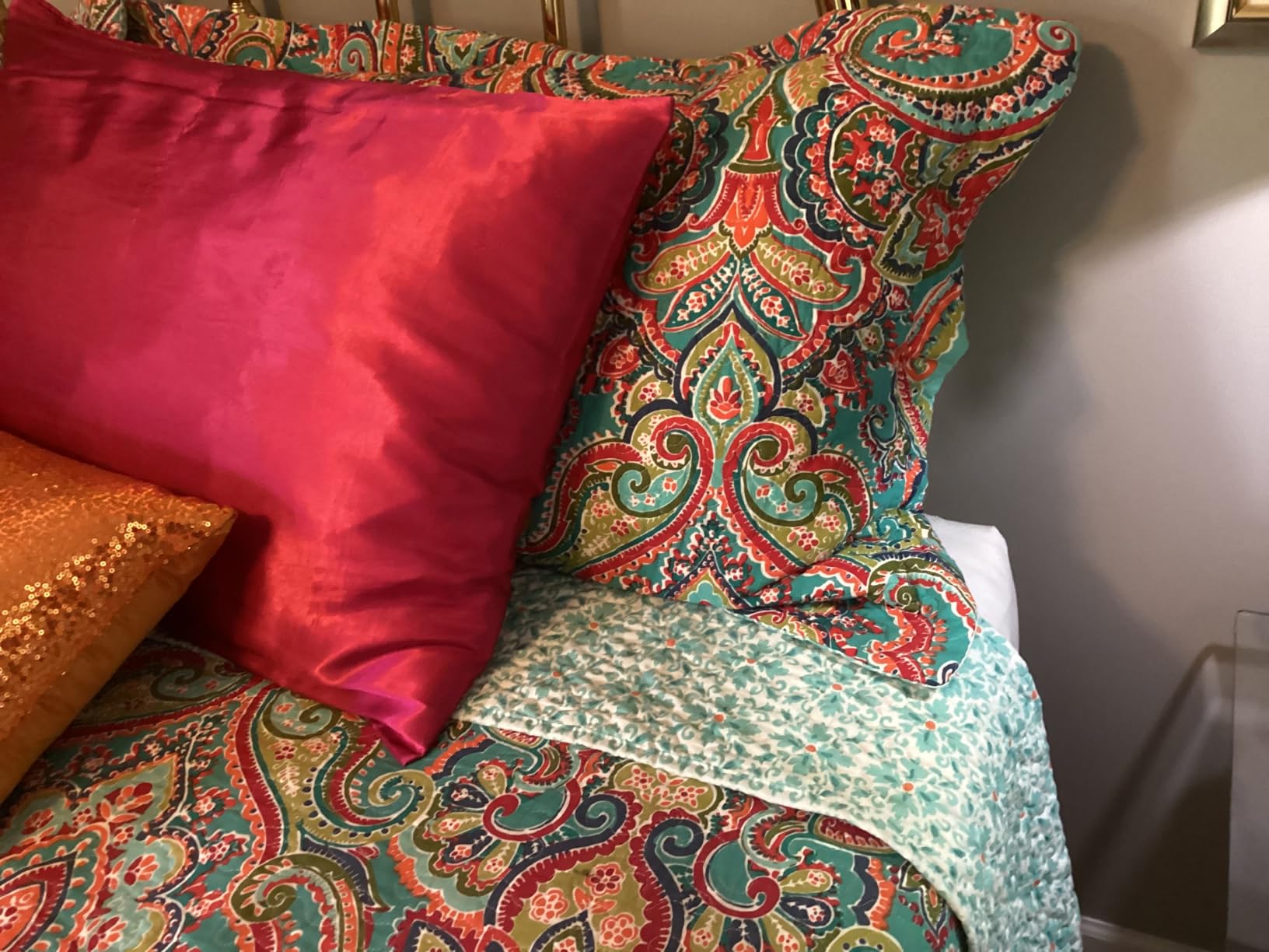 NEWLAKE Cotton Bedspread Quilt Sets-Reversible Patchwork Coverlet Set, European Gorgeous Floral Pattern, Queen Size customer photo 2