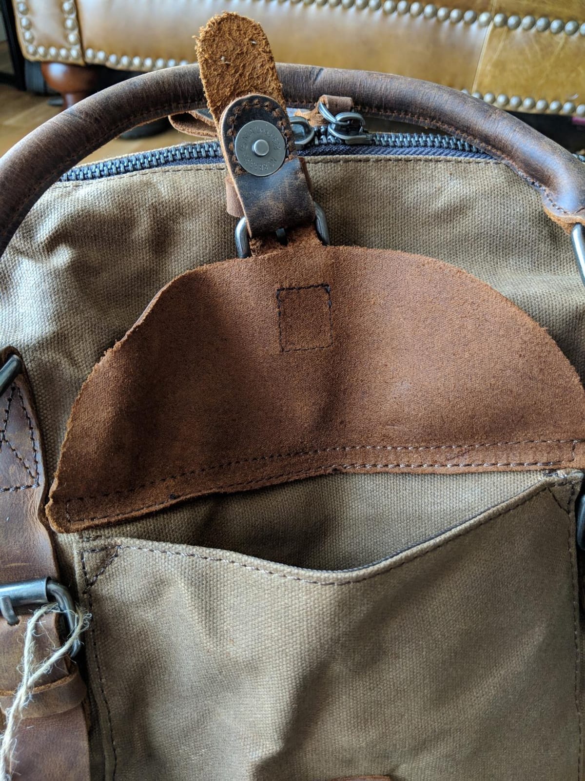 NEWHEY 55L Travel Duffel Bag, Waterproof Waxed Canvas & Leather Weekender Bag for Men, Large Carry-on Overnight Bag for 4-5 Day Business Trips & Weekend Getaways, Brown customer photo 2