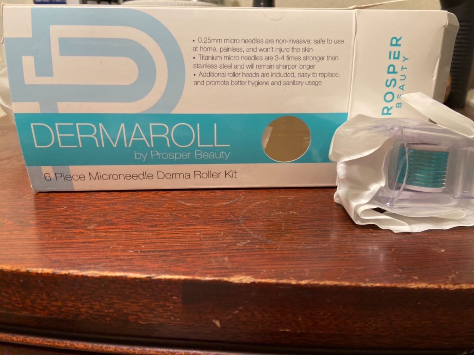 Derma Roller Microneedle 6 Piece Kit [DERMAROLL by Prosper Beauty] Face Roller with 4 Replaceable Heads Exfoliation Microdermabrasion Micro Derma Skin Care Tool Dermaplaning Microneedling customer photo 1
