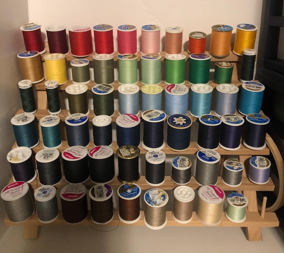 Dritz Wooden Thread Rack – Holds 60 Spools – Wall-Mount or Free-Standing with Pull-Out Legs – Wood Organizer for Sewing, Quilting, & Hair Braiding customer photo 1