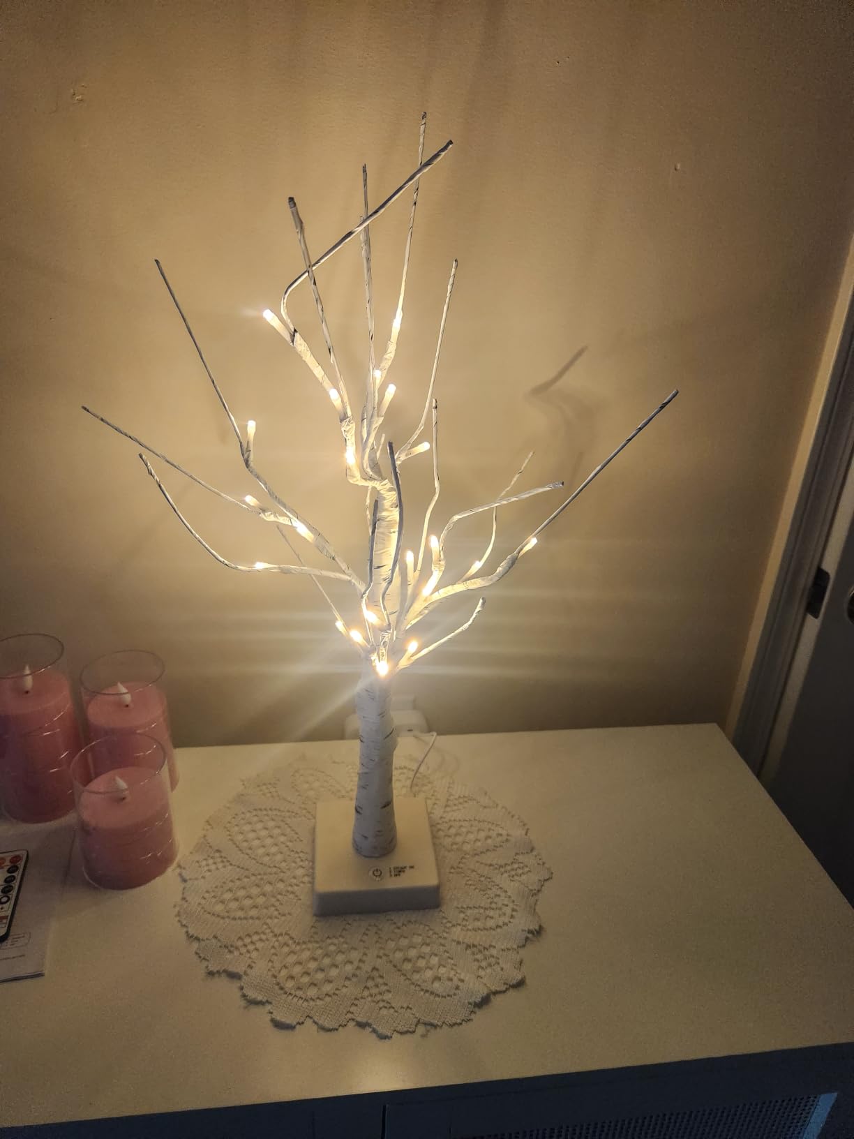 EAMBRITE Lighted Birch Tree Home Decor, Christmas Decorations Indoor 2Pack 24 LED Light Up Tabletop Mini Small Artificial White Trees Lamp with Lights Battery Operated/USB for Table Mantel (2FT) customer photo 1