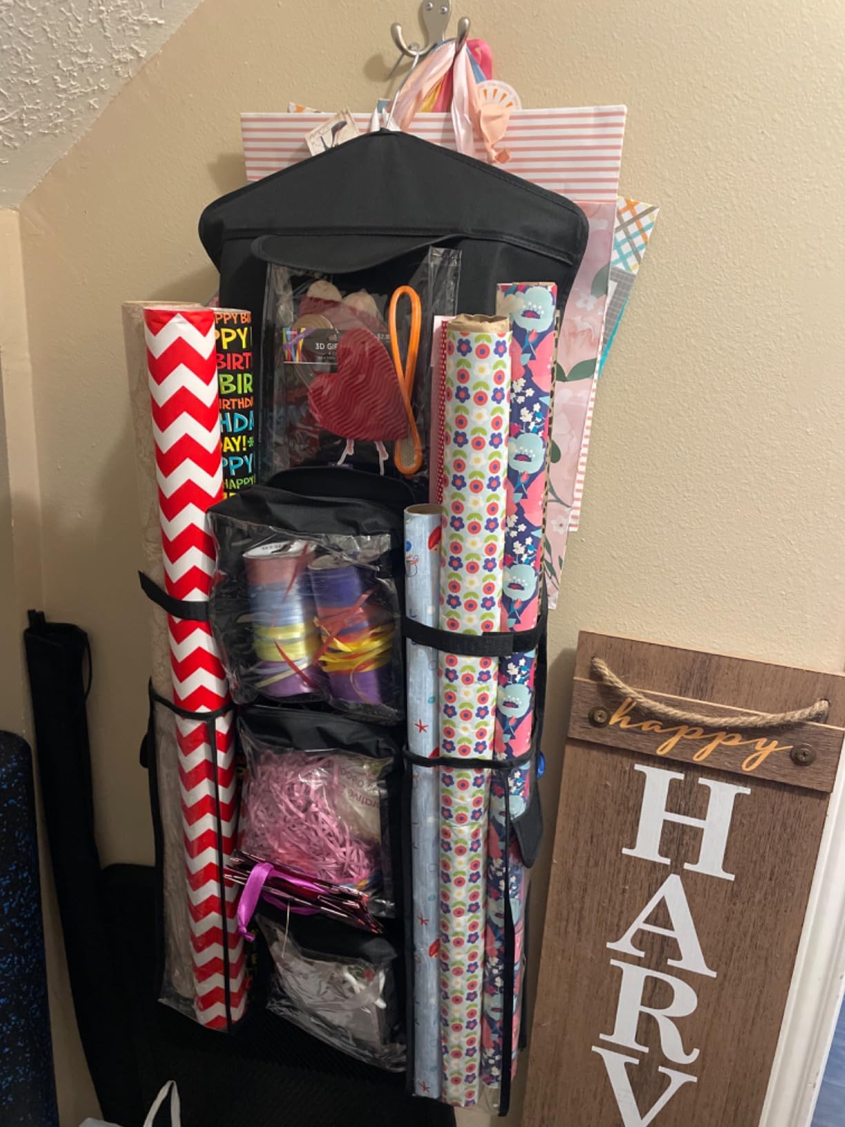 Double-Sided Hanging Gift Bag and Gift Wrap Organizer (White) customer photo 1