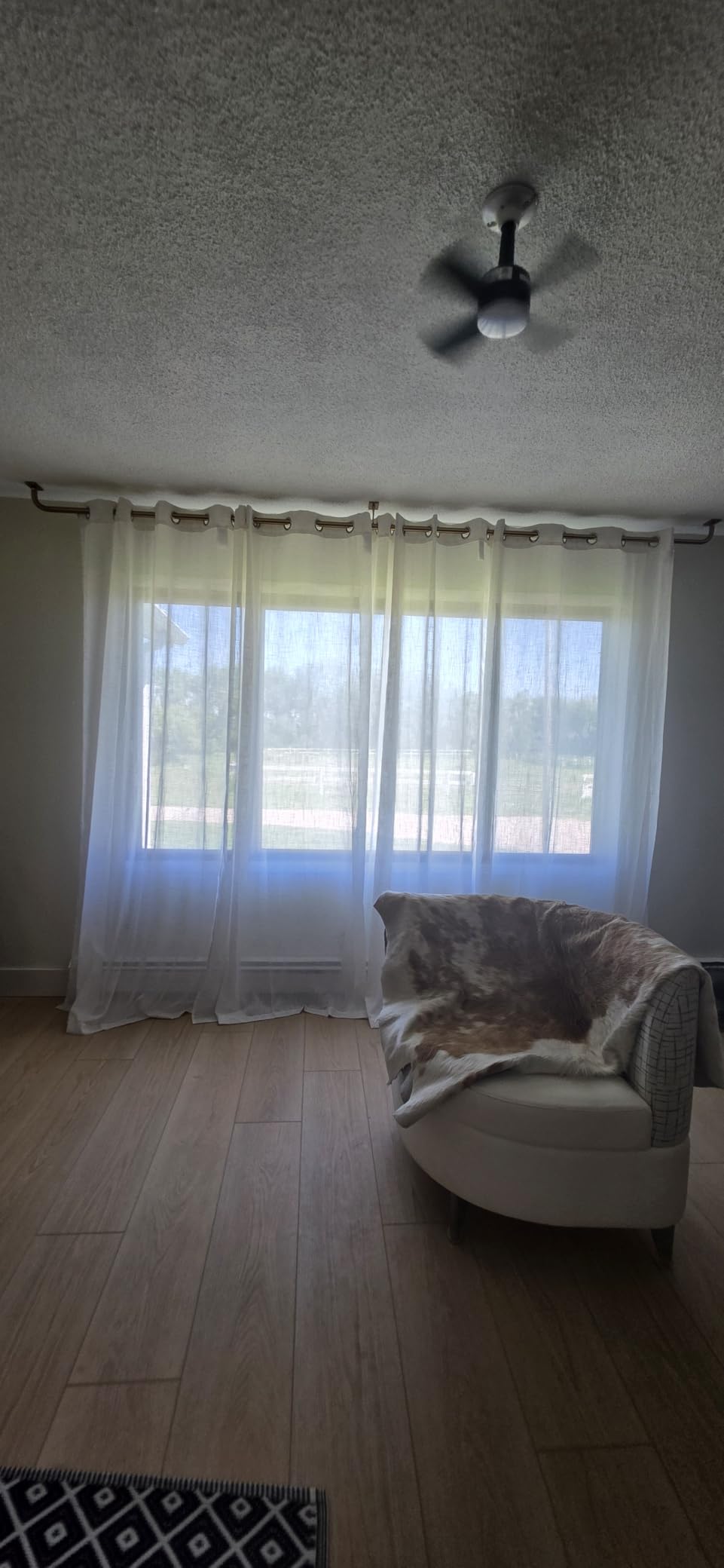 NICETOWN Linen-Like Patio Door Curtains - Extra Wide Grommet Top Semi Voile Drape Sheer Panels for Sliding Glass Door, White, W100 x L84, 1 Panel customer photo 1