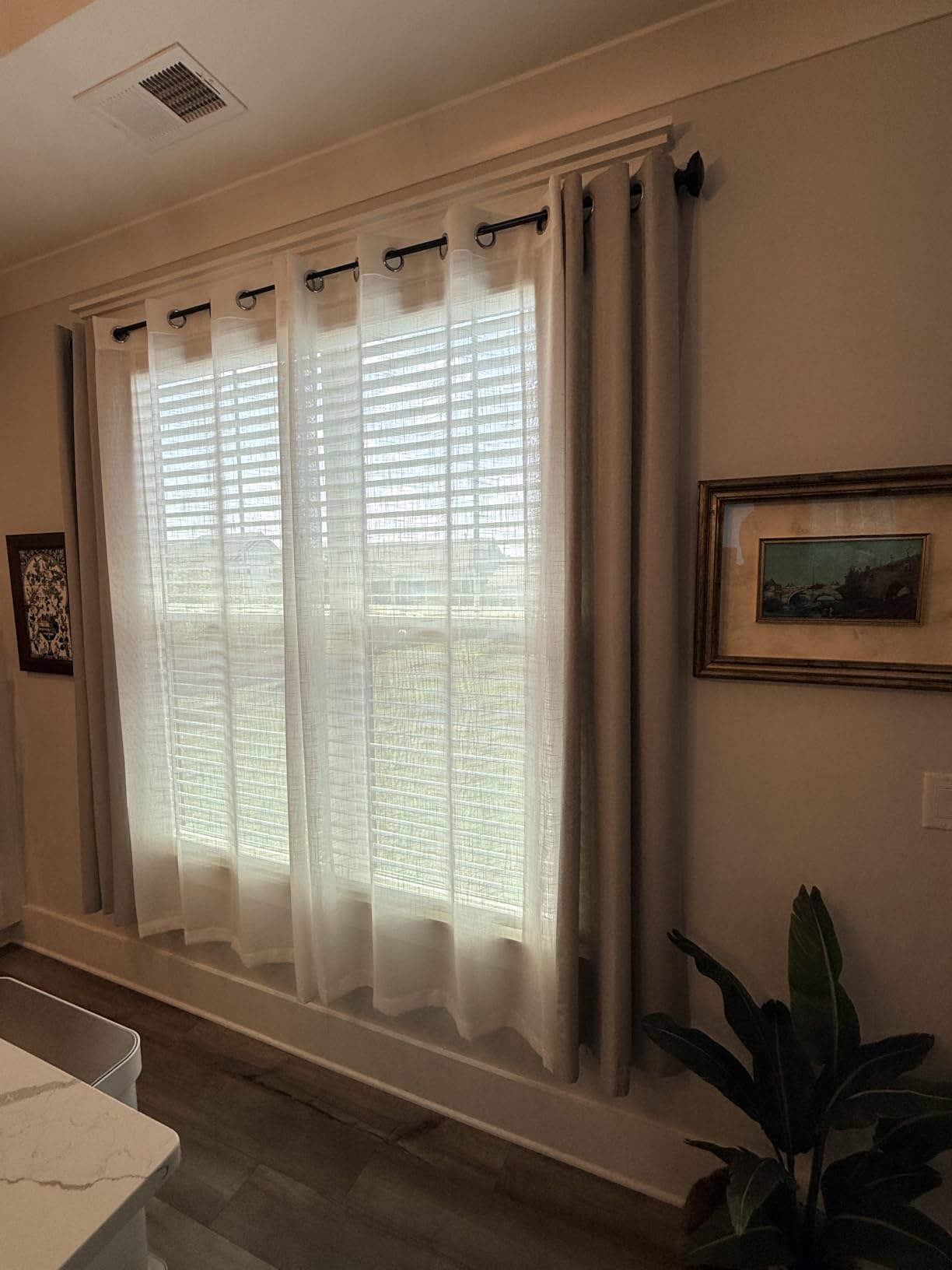 NICETOWN Linen-Like Patio Door Curtains - Extra Wide Grommet Top Semi Voile Drape Sheer Panels for Sliding Glass Door, White, W100 x L84, 1 Panel customer photo 2