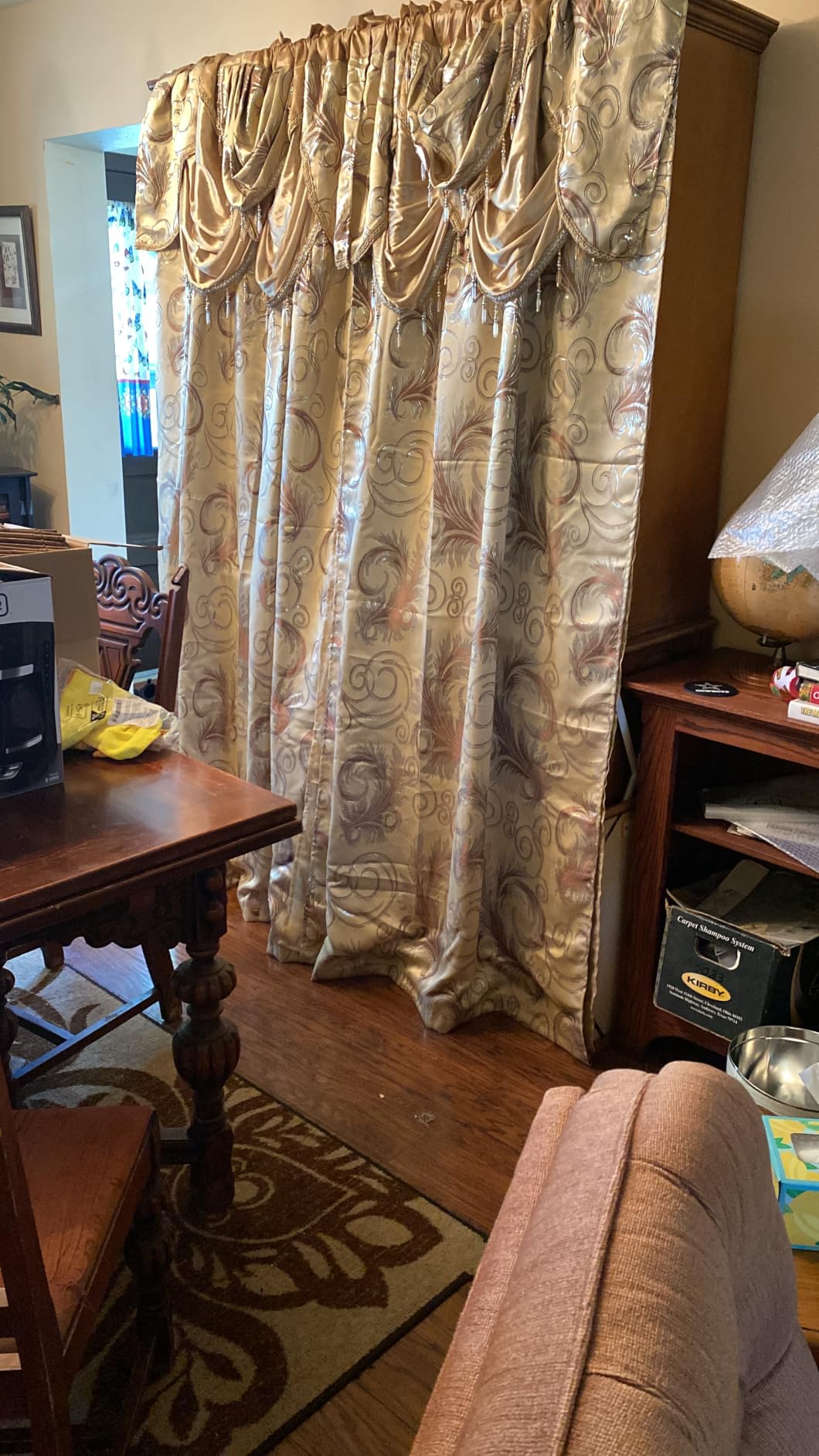 GLORY RUGS Jacquard Luxury Window 2 Panel Set Brown Curtain with Attached Valance and Backing Bedroom Living Room Dining 2 Curtains 55x84 inches Each Jana customer photo 1