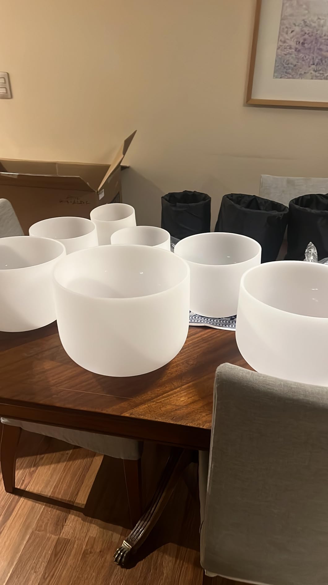 CVNC Crystal Singing Bowl Frosted 432HZ Set Of 7 PCS 6-12 Inch White customer photo 1