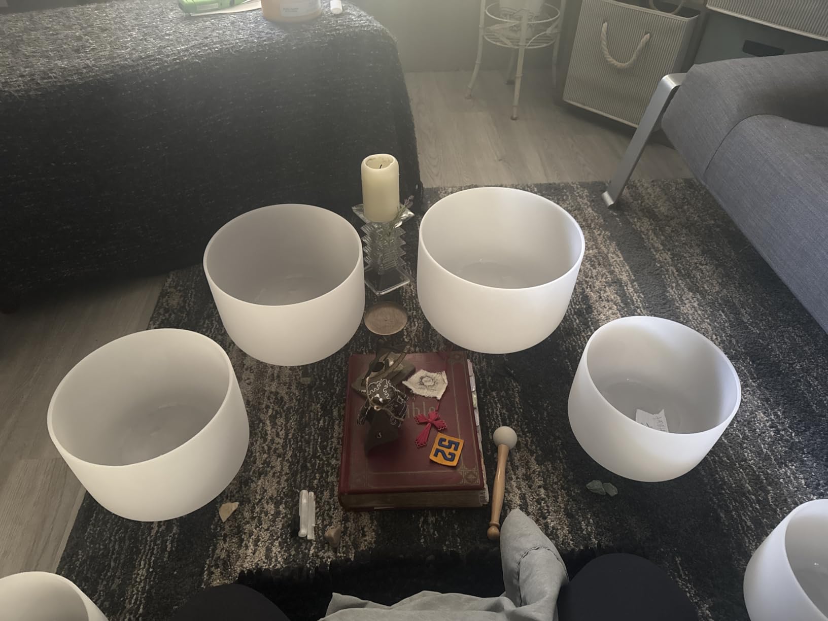 CVNC Crystal Singing Bowl Frosted 432HZ Set Of 7 PCS 6-12 Inch White customer photo 2