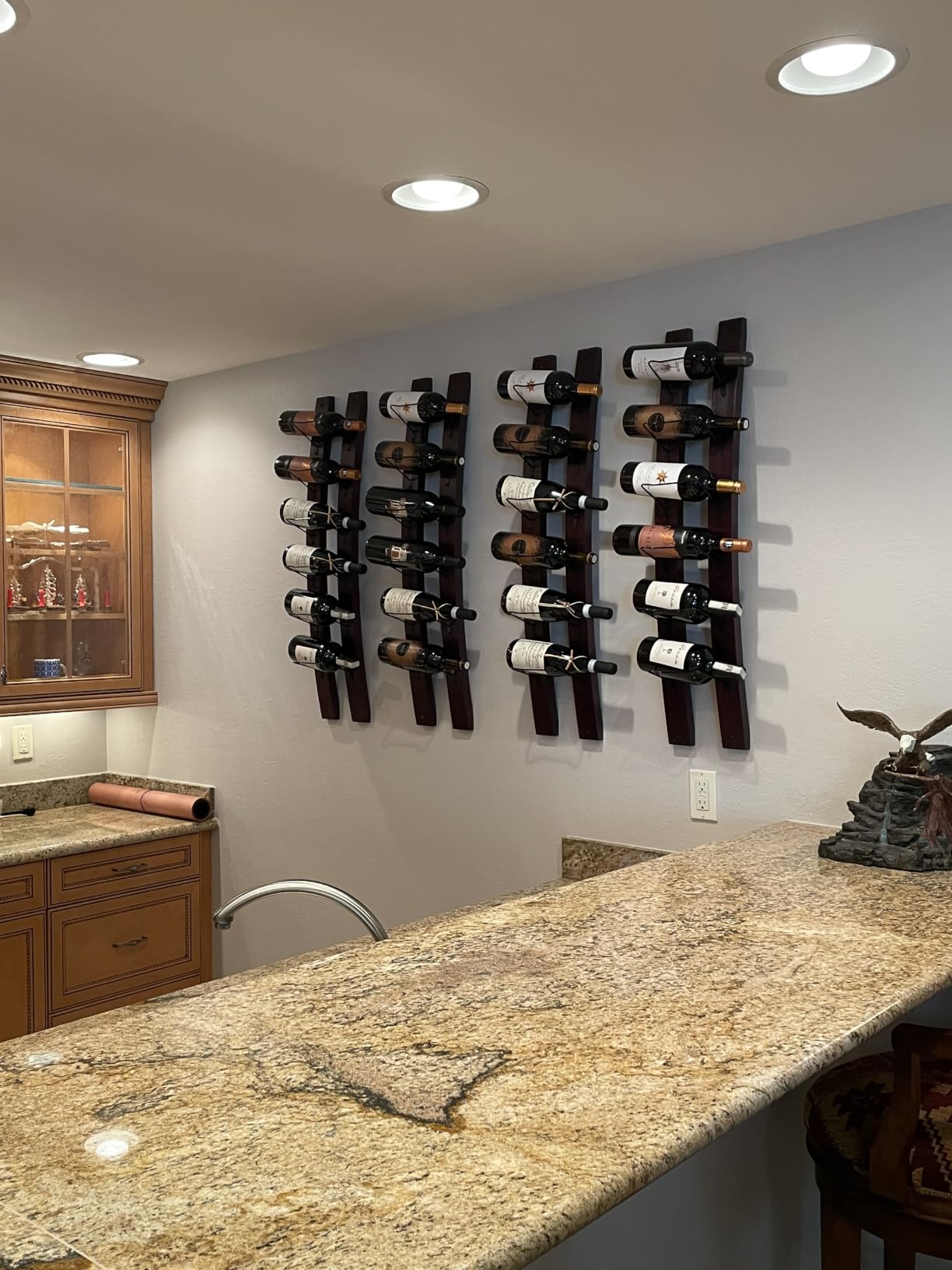 DCIGNA Wall Mounted Wine Rack, Barrel Stave Wine Rack, Imported Pine Wood and Metal Wine Bottle Holder Rack - 6 Bottles 40x7.6inch (Red Wine Color) customer photo 2