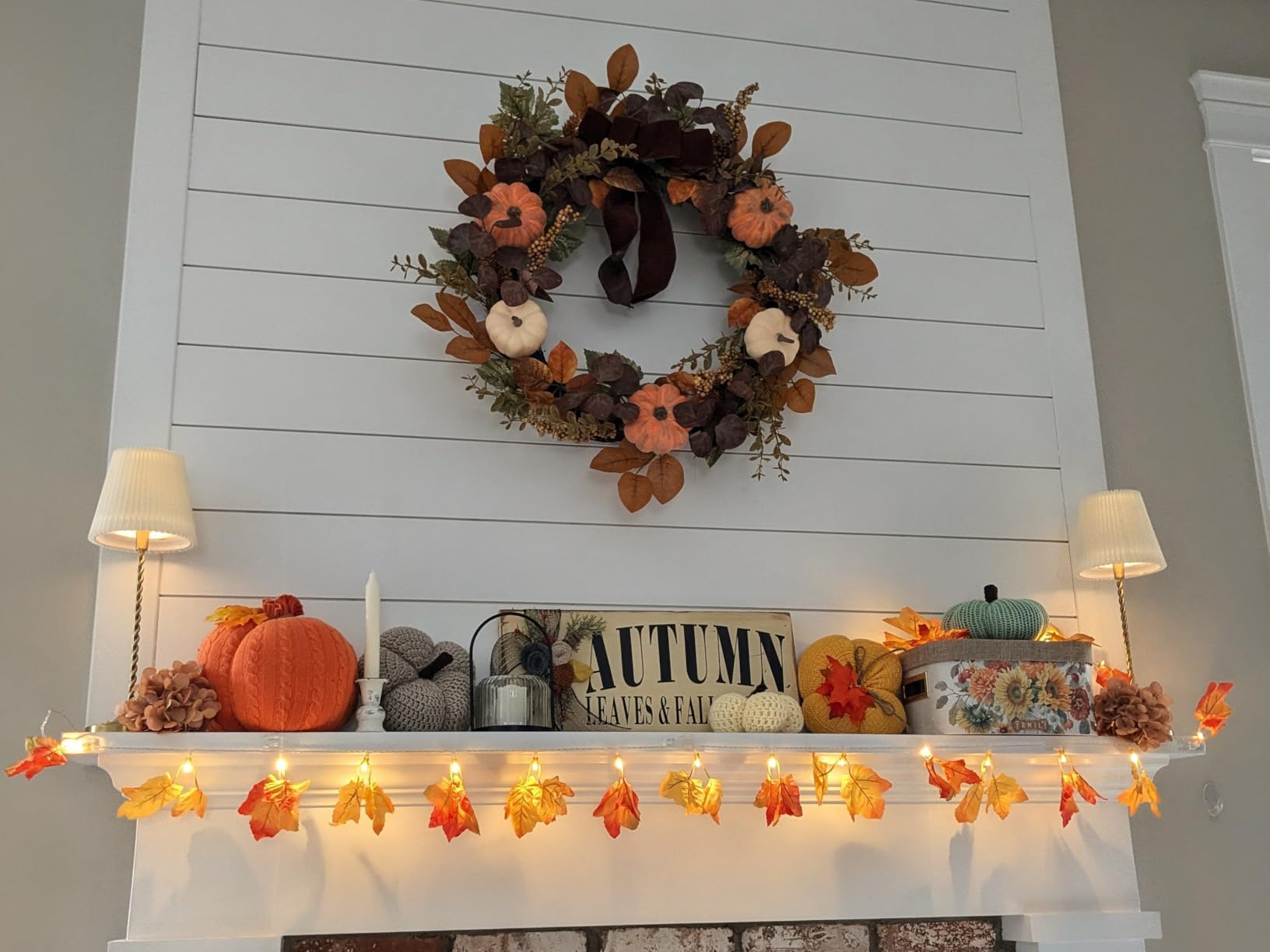 2-Pack Lighted Fall Garland, Total 16.4ft 40 LED Autumn String Lights customer photo 2