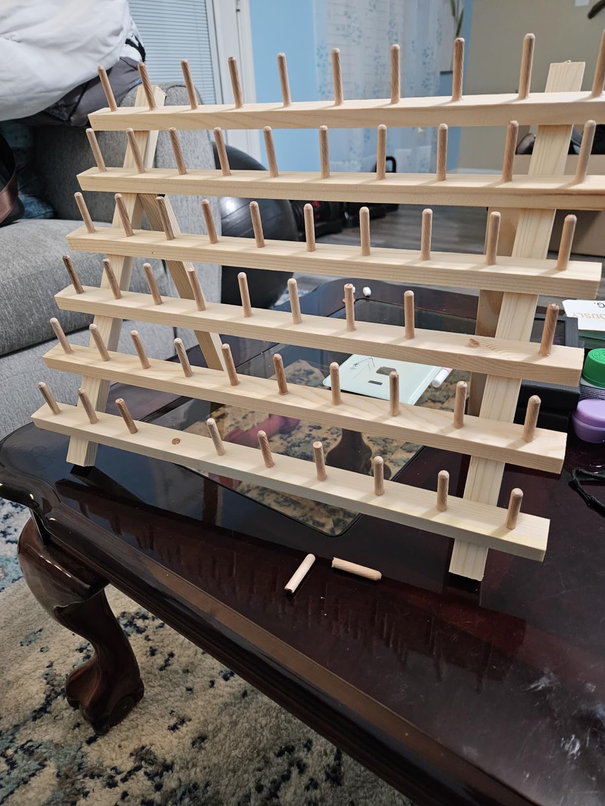 NW 60-Spools Wooden Thread Holder Sewing and Embroidery Thread Organizer for Sewing Thread Storage with Hanging Hooks customer photo 2