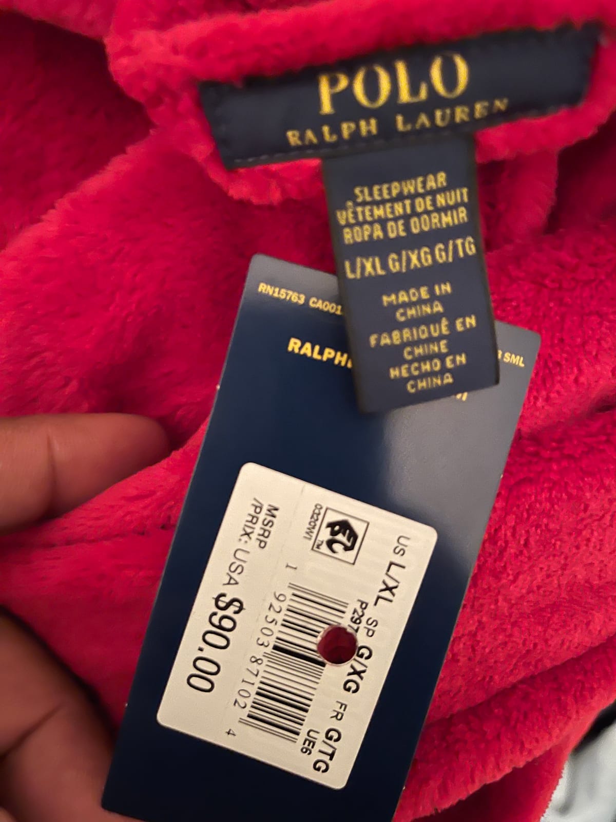 POLO RALPH LAUREN Microfiber Plush Long Sleeve Shawl Collar Robe customer photo 2