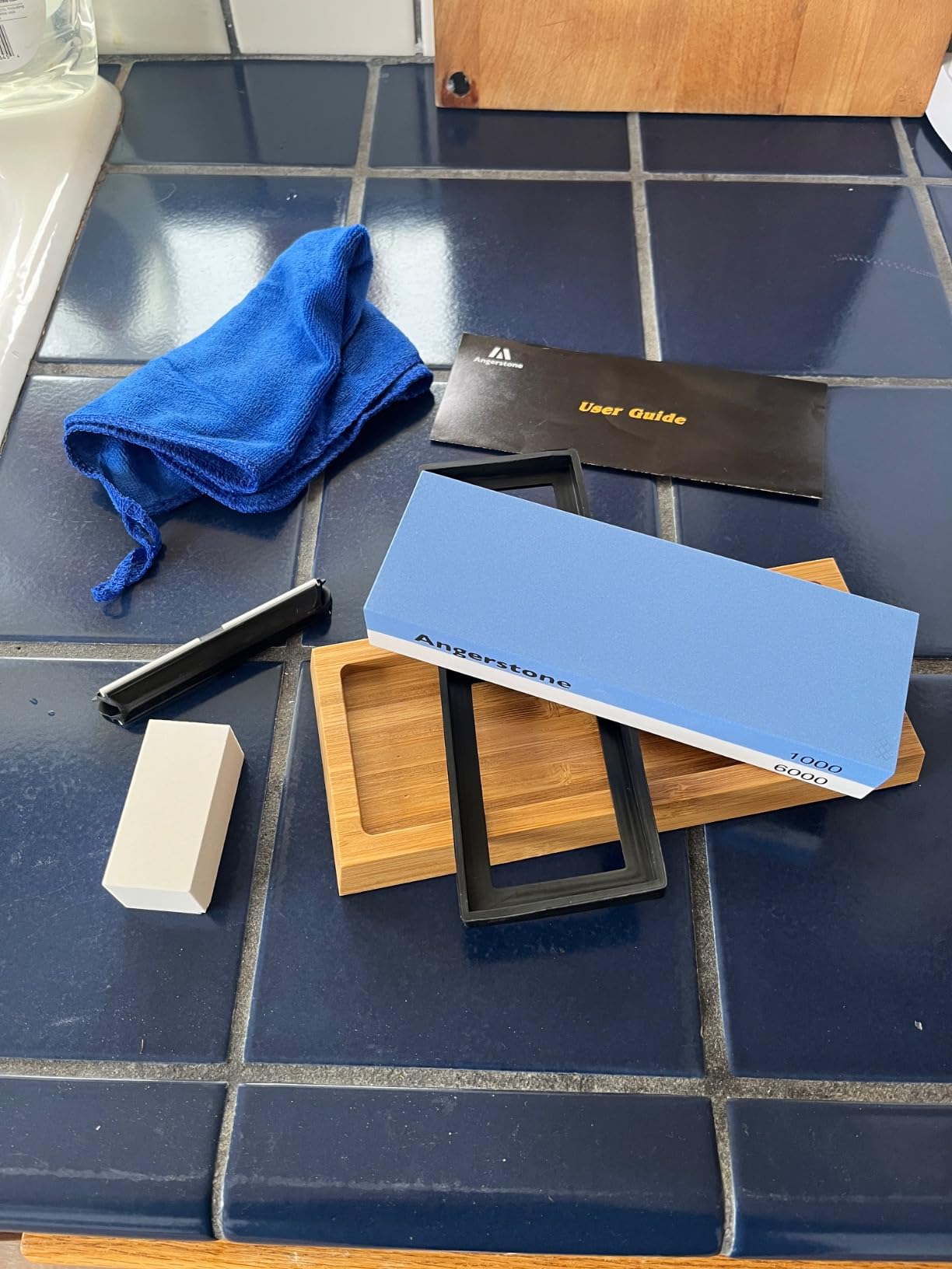 Angerstone Premium Knife Sharpening Stone–Whetstone 1000/6000 Grit, Whetstone Knife Sharpener with NonSlip Base, Best Wet Stone Sharpening Kit, Angle Guide customer photo 2