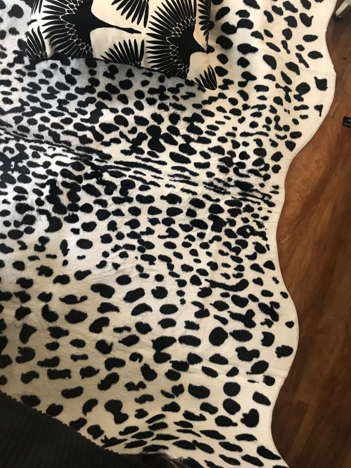 JACCAWS Faux Fur Black and White Cowhide Rug,4.6 x 6.6 Feet Cow Skin Area Rug Large Size. (4.6x6.6, Black and White) customer photo 2