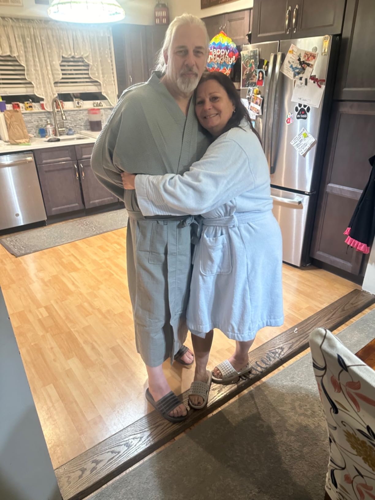 Turkish Linen Men’s Waffle Bathrobe Lightweight Kimono Spa Robe – Quick Dry Bath & Shower Robe for Men with Pockets customer photo 2
