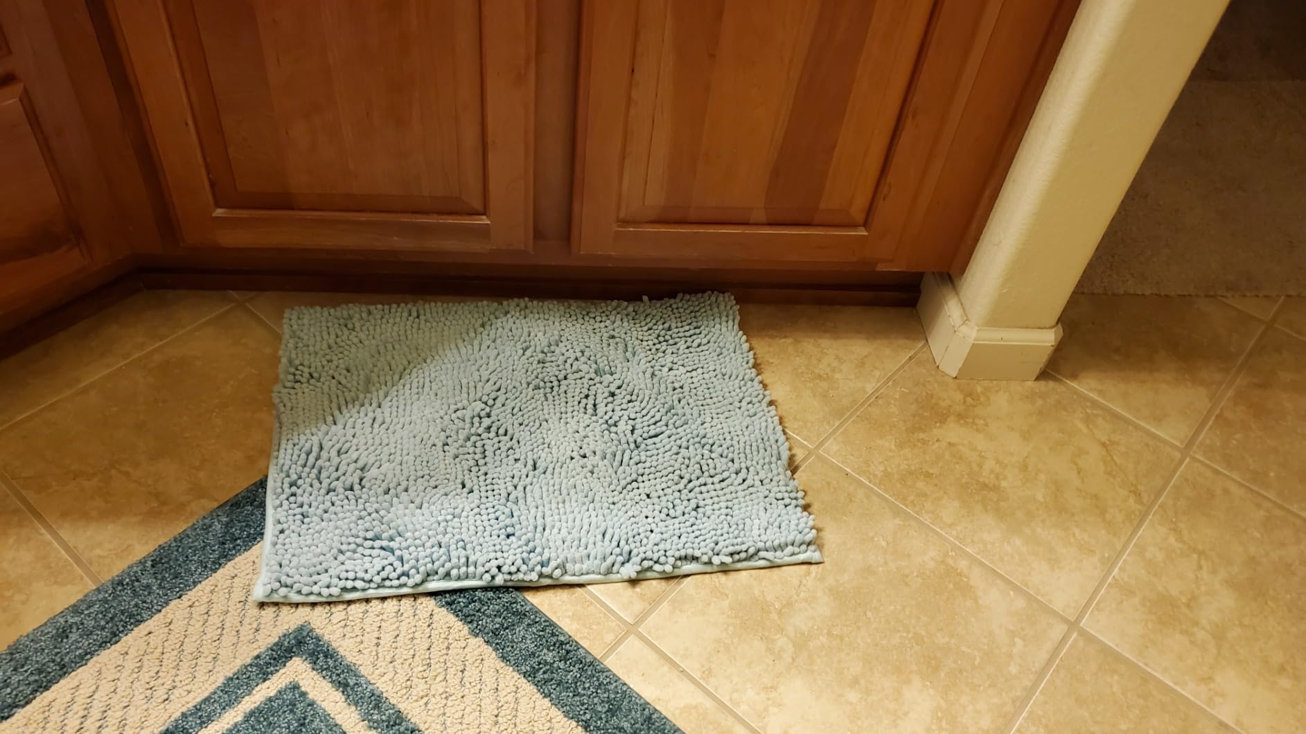 HOMEIDEAS Grey Chenille Bathroom Rugs Set of 3, Non Slip Bath Mat customer photo 1